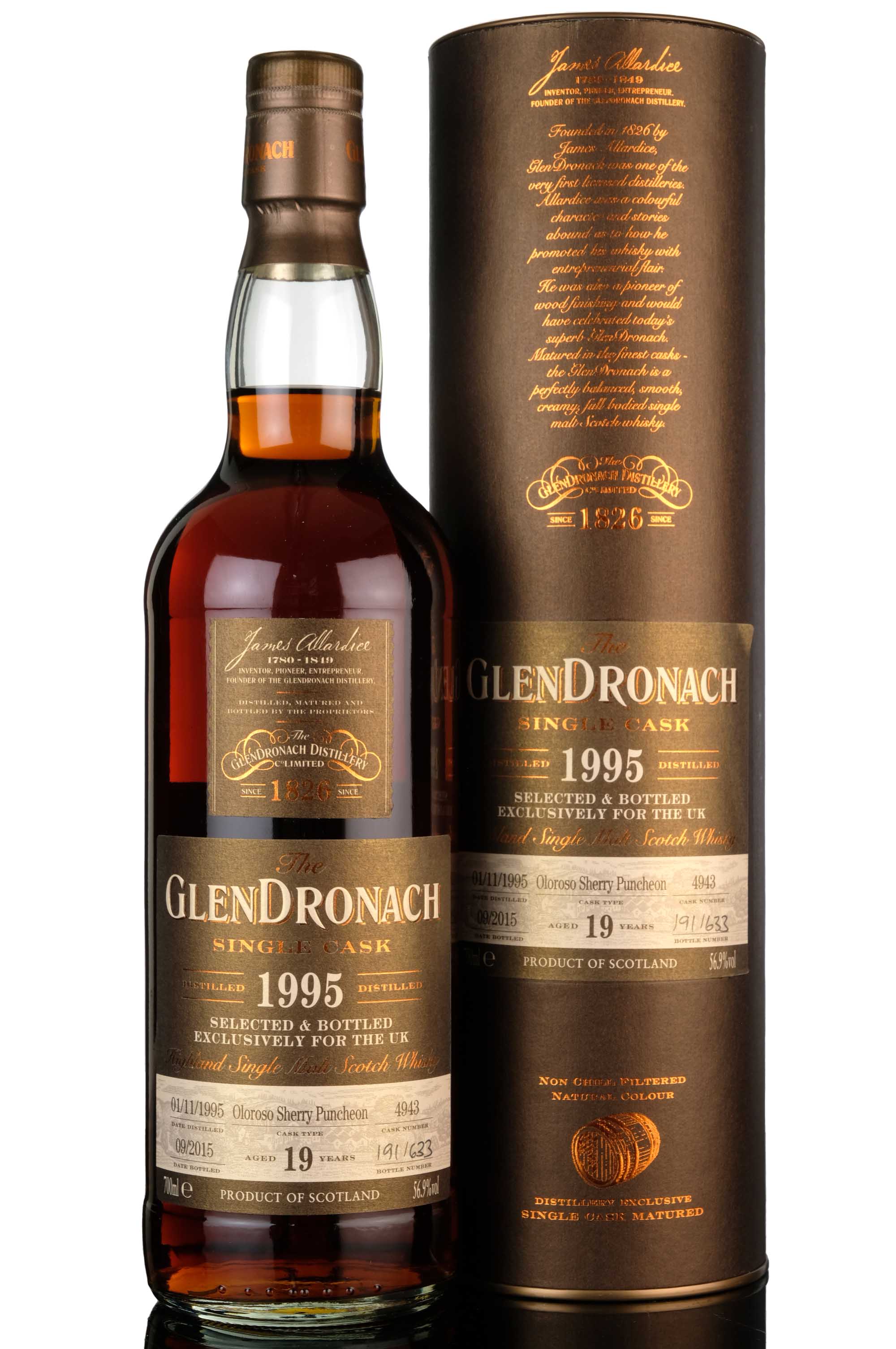 Glendronach 1995-2015 - 19 Year Old - Single Cask 4943 - UK Exclusive