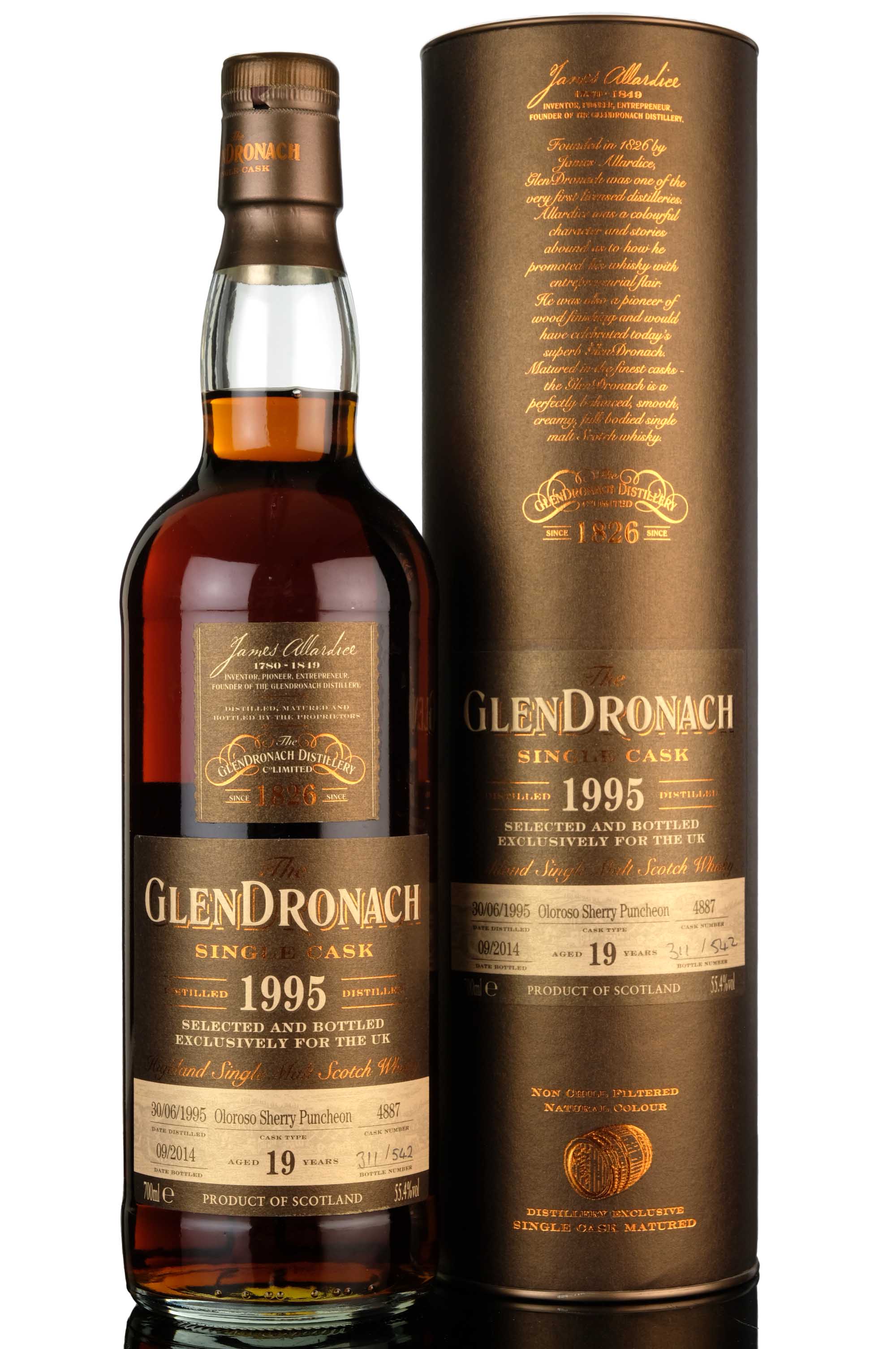 Glendronach 1995-2014 - 19 Year Old - Single Cask 4887 - UK Exclusive