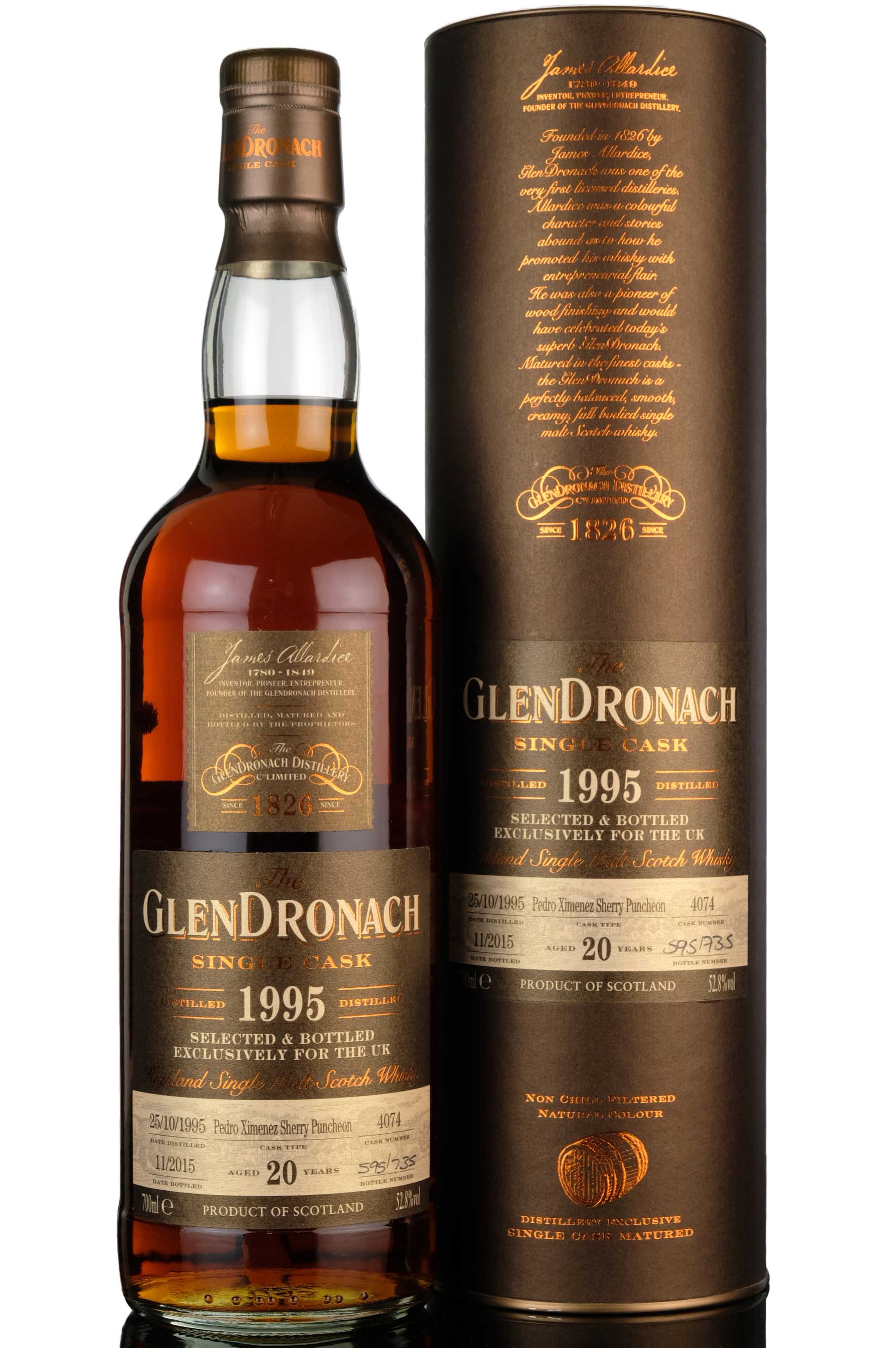 Glendronach 1995-2015 - 20 Year Old - Single Cask 4074 - UK Exclusive
