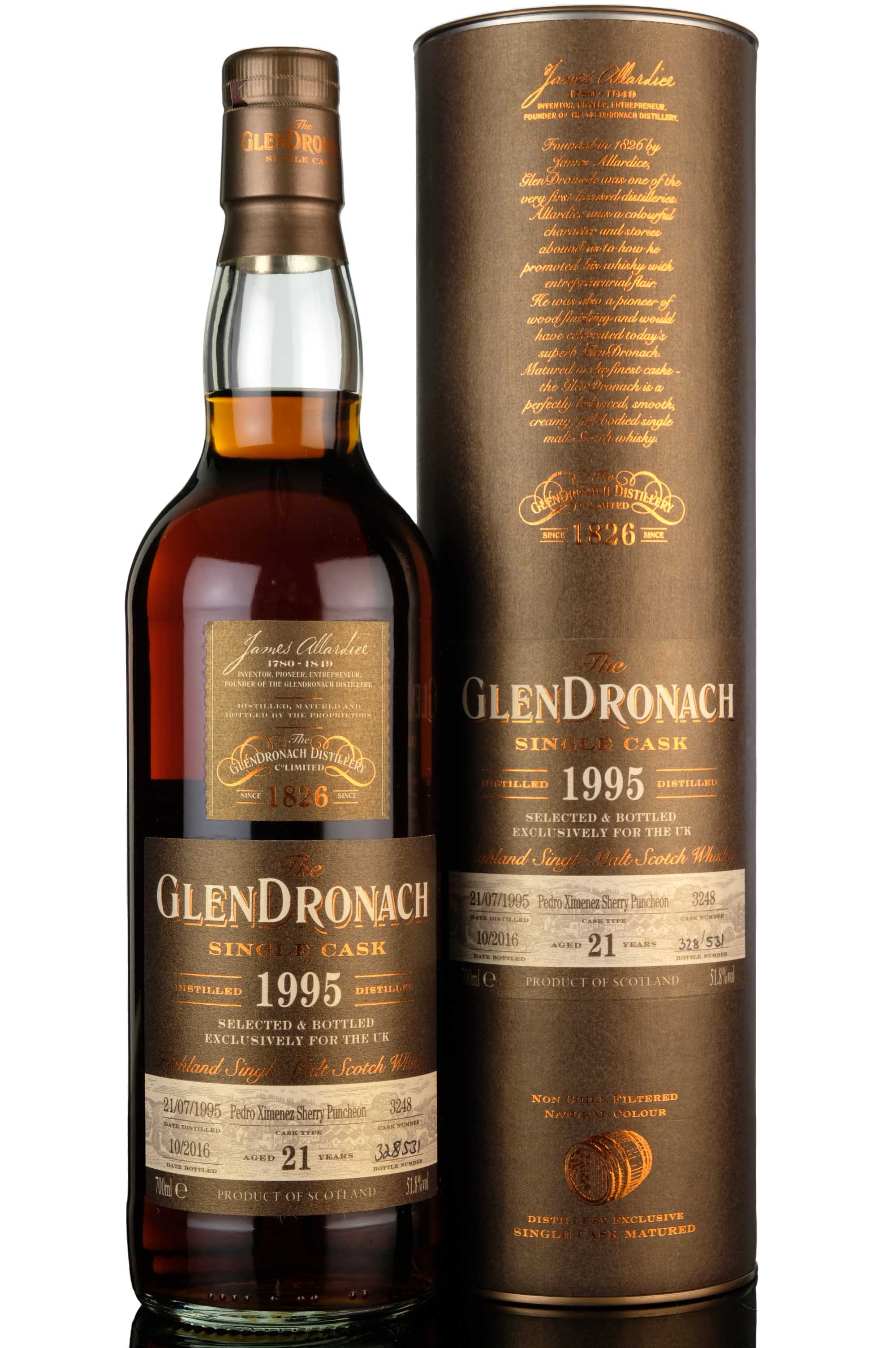 Glendronach 1995-2016 - 21 Year Old - Single Cask 3248 - UK Exclusive