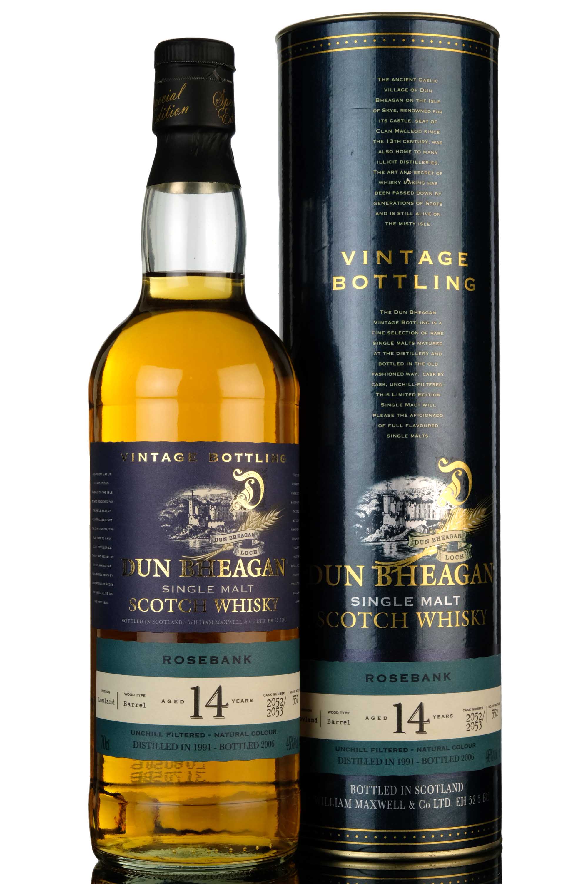 Rosebank 1991-2006 - 14 Year Old - Dun Bheagan - Cask 2052-2053