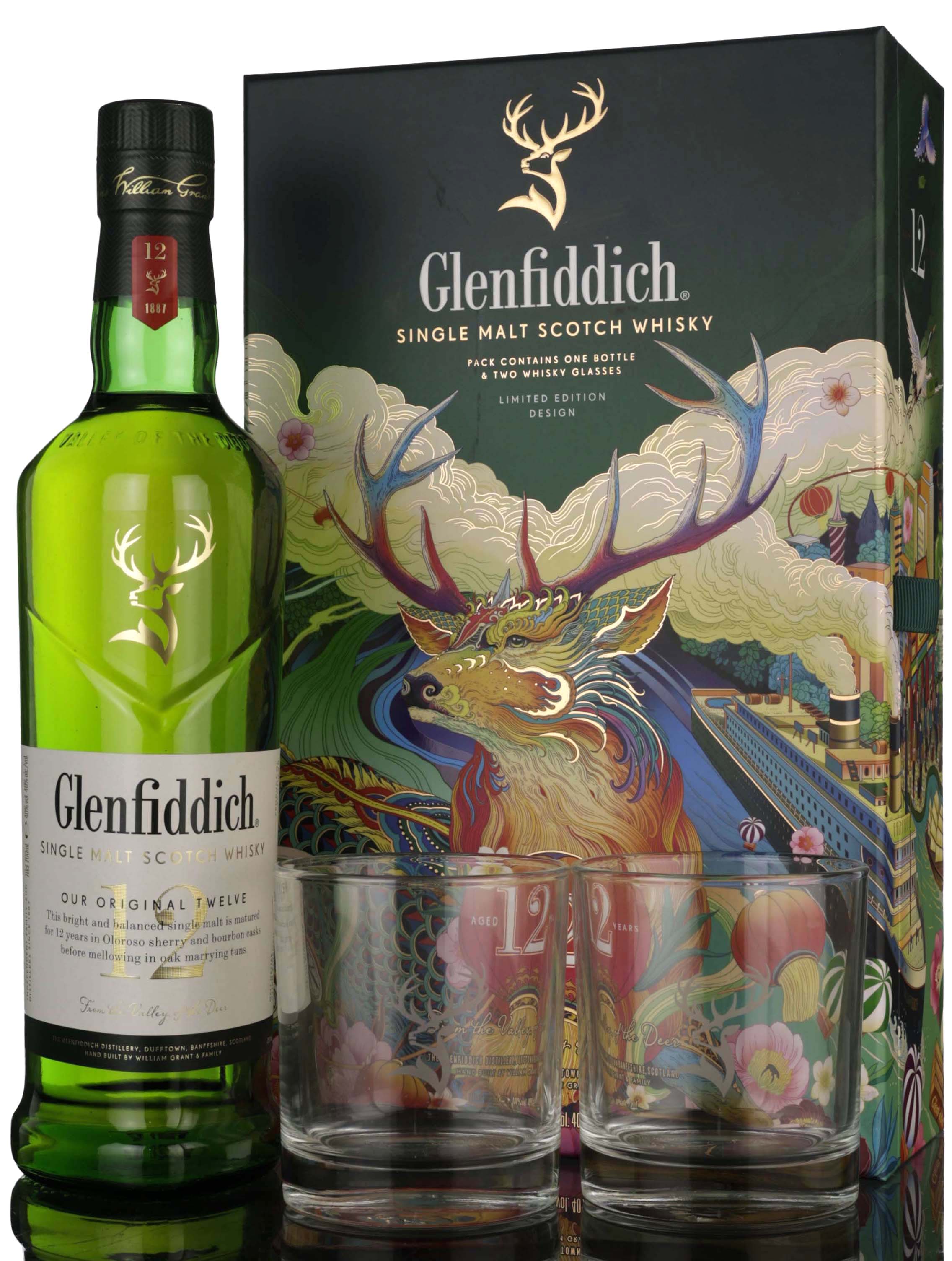 Glenfiddich 12 Year Old - Limited Edition Design - Presentation Set