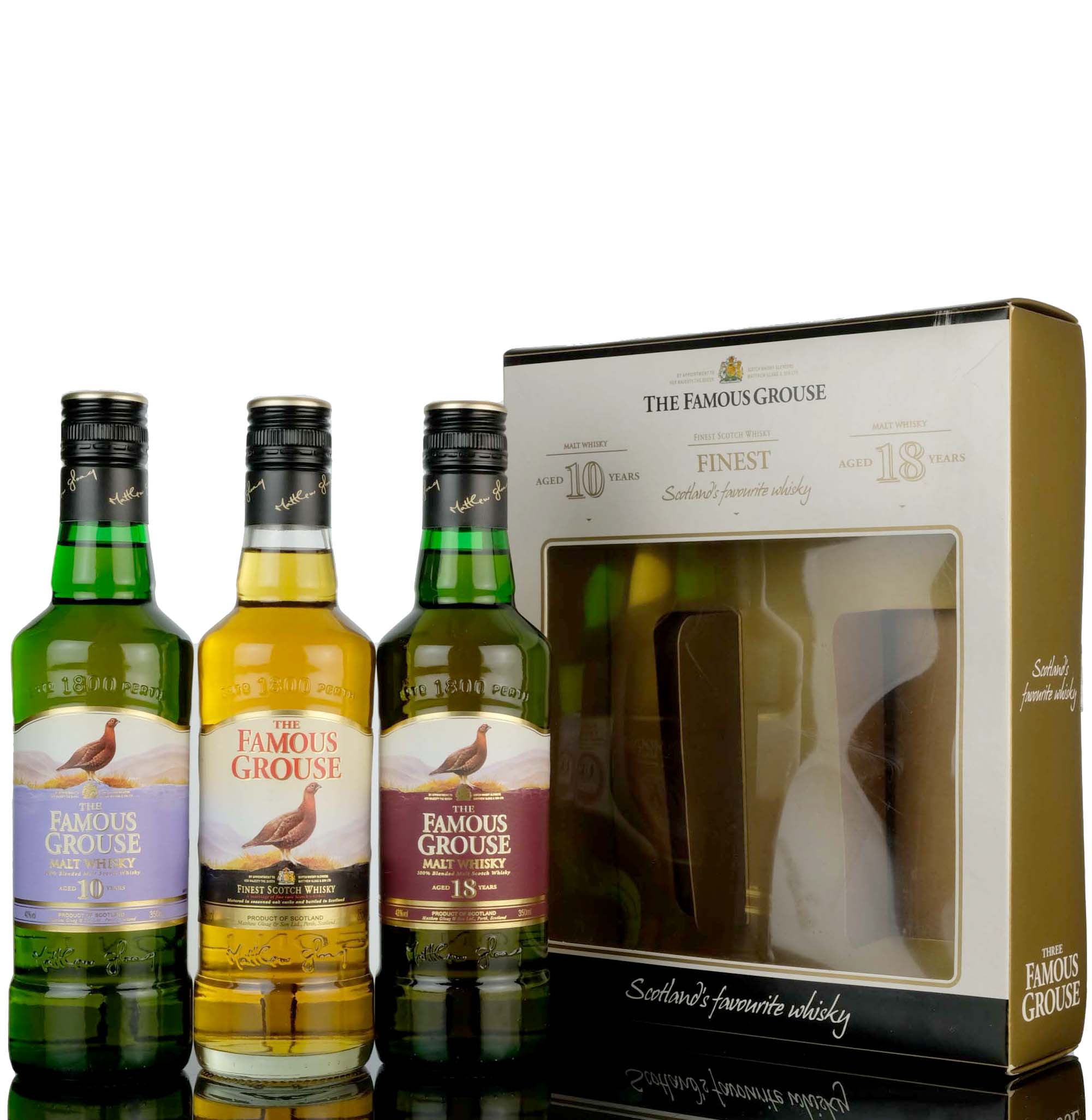Famous Grouse Scotlands Favourite Whisky Set - 10 Year Old - Finest - 18 Year Old
