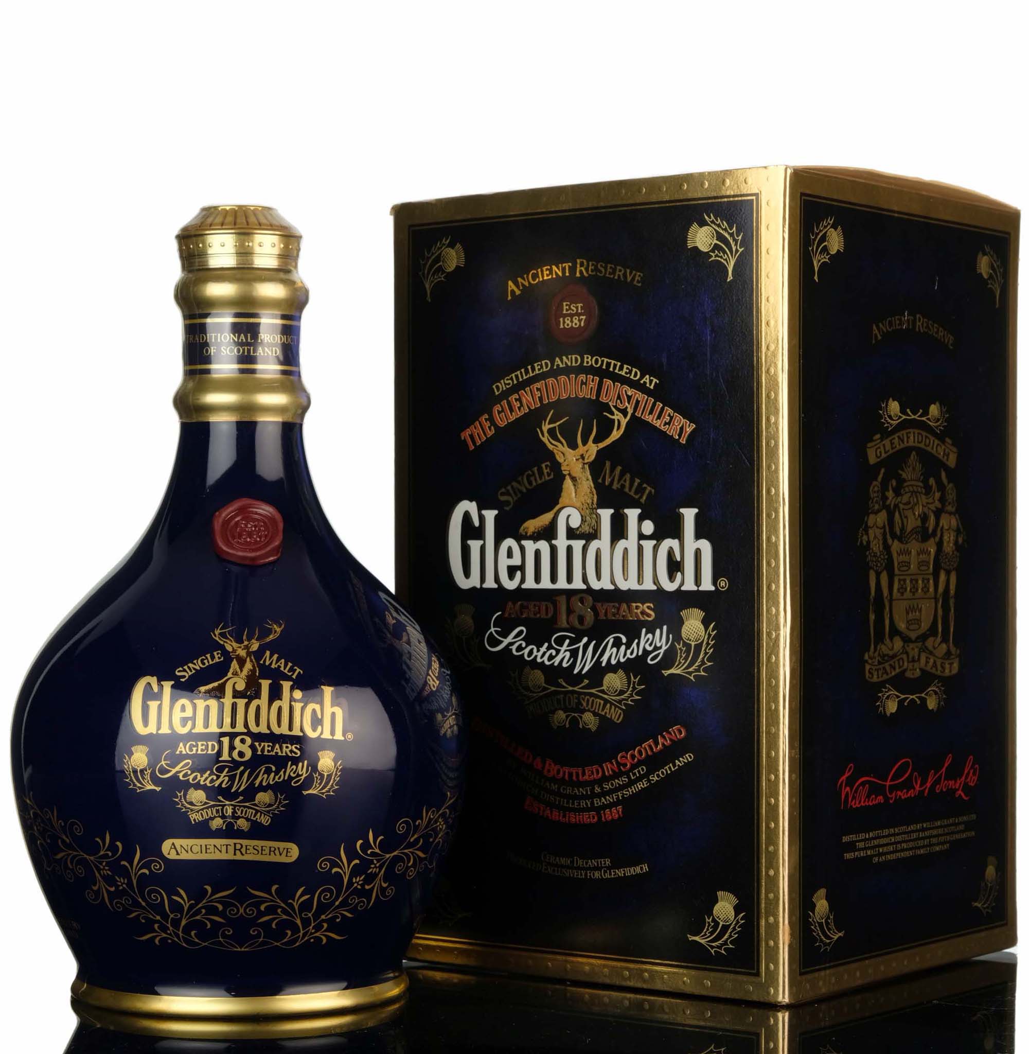 Glenfiddich 18 Year Old - Ancient Reserve - Blue Ceramic - 1990s