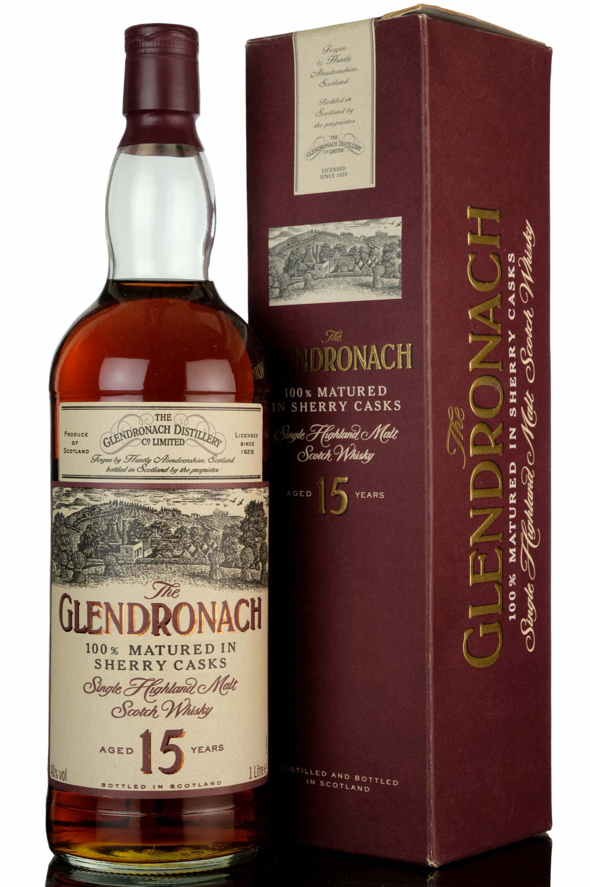 Glendronach 15 Year Old - Sherry Cask - 1990s - 1 Litre