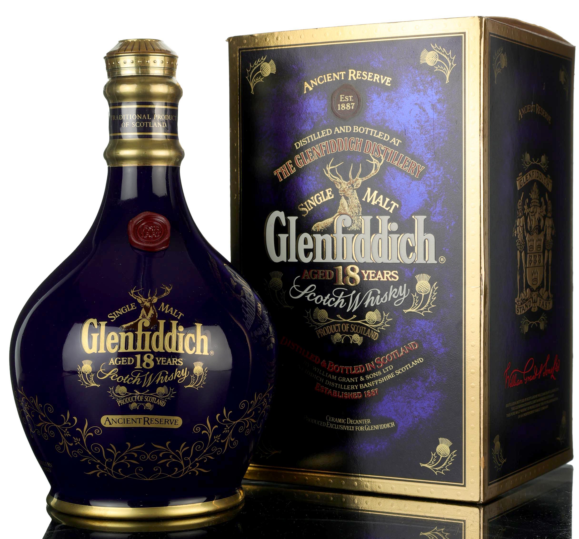 Glenfiddich 18 Year Old - Ancient Reserve - Blue Ceramic - 1990s