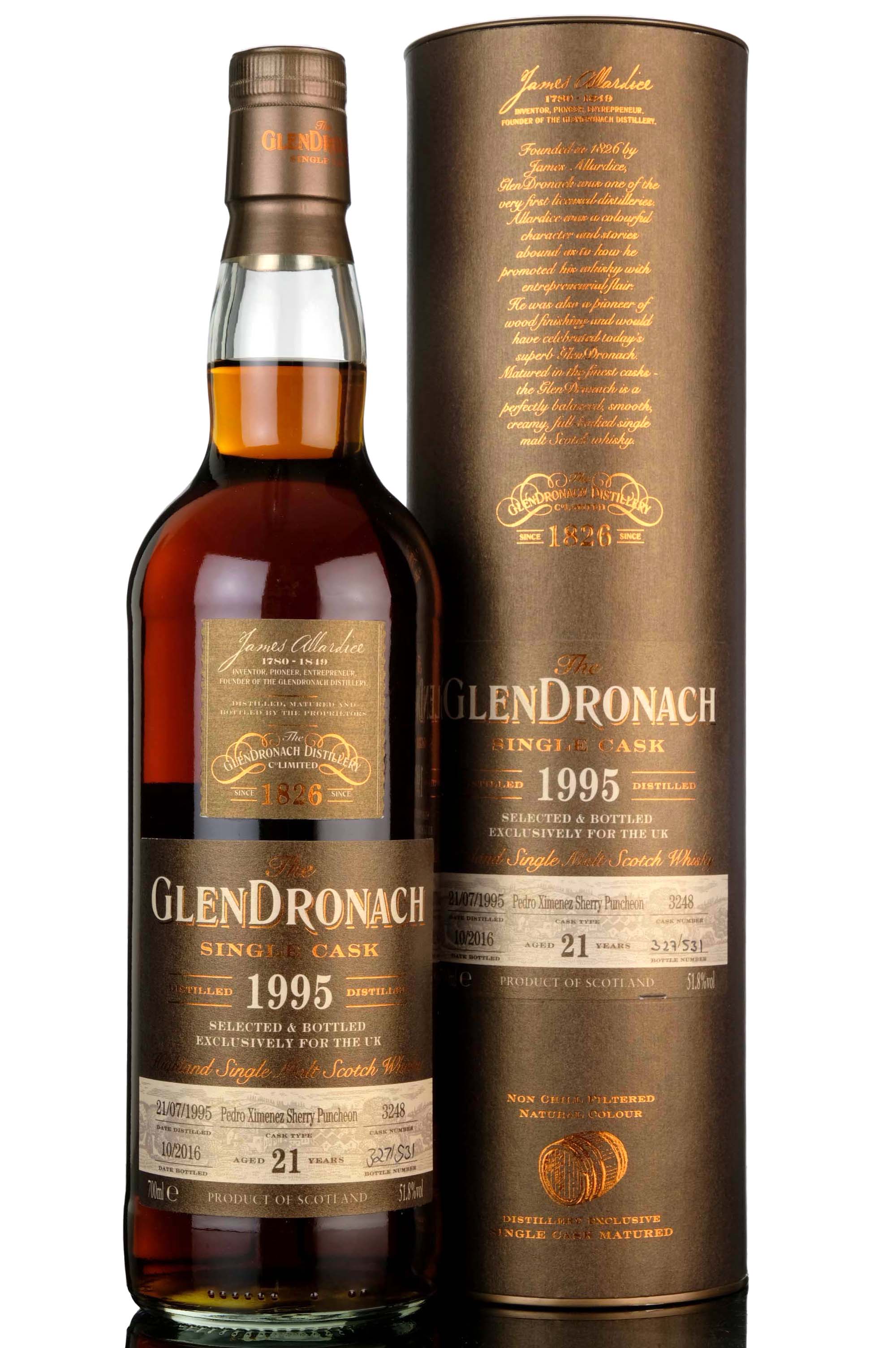 Glendronach 1995-2016 - 21 Year Old - Single Cask 3248 - UK Exclusive