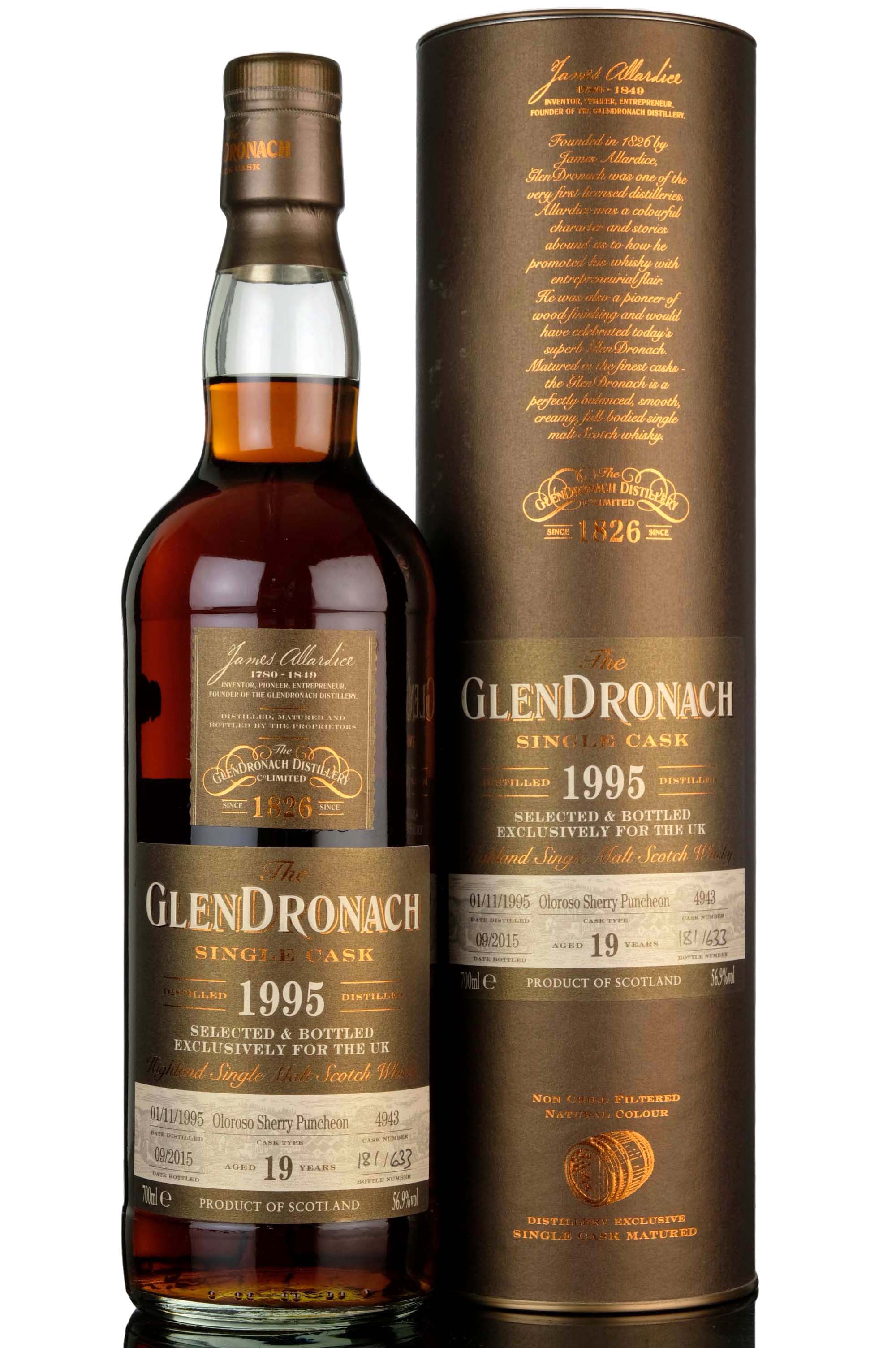 Glendronach 1995-2015 - 19 Year Old - Single Cask 4943 - UK Exclusive