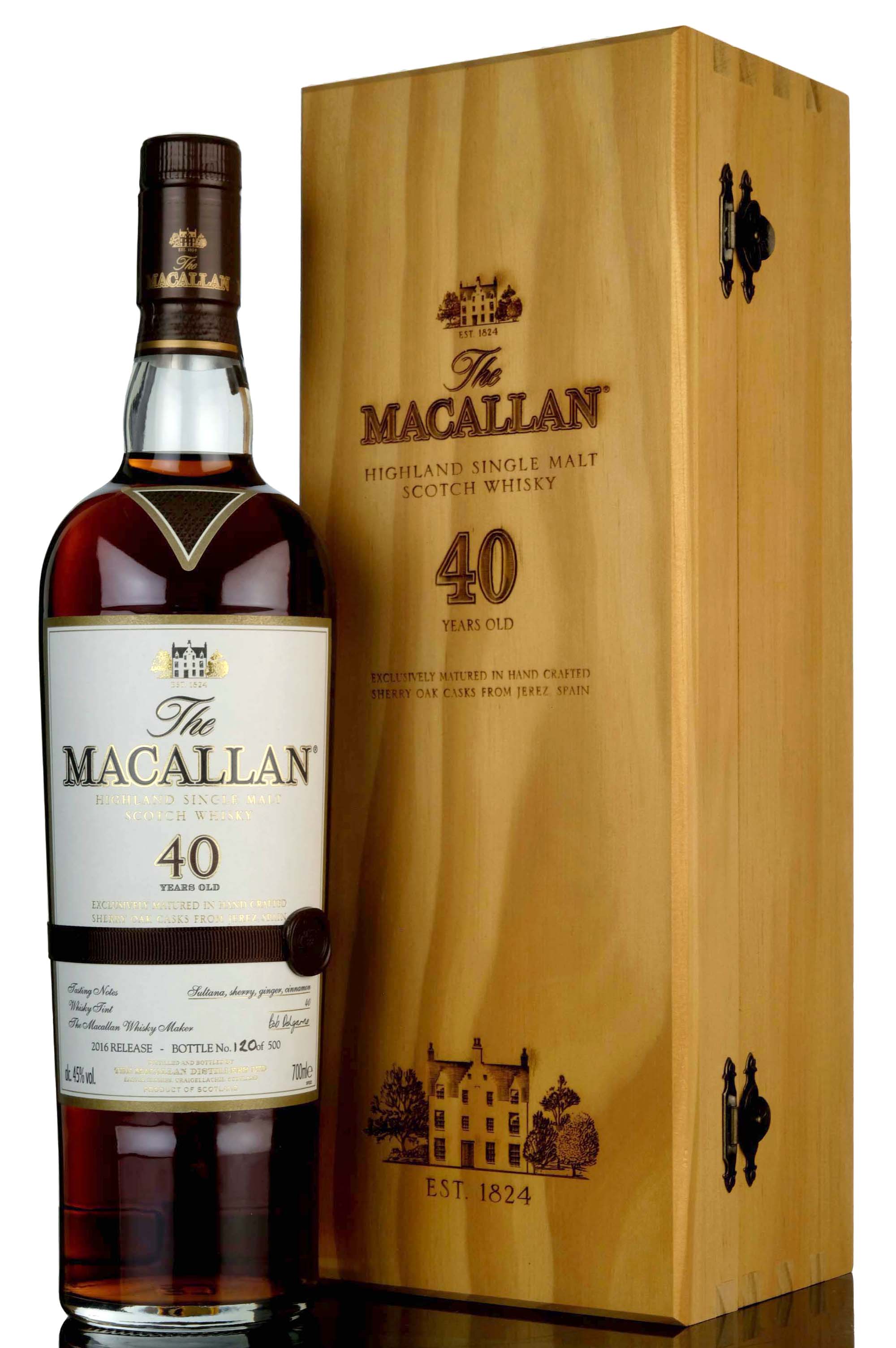 Macallan 40 Year Old - Sherry Cask - 2016 Release