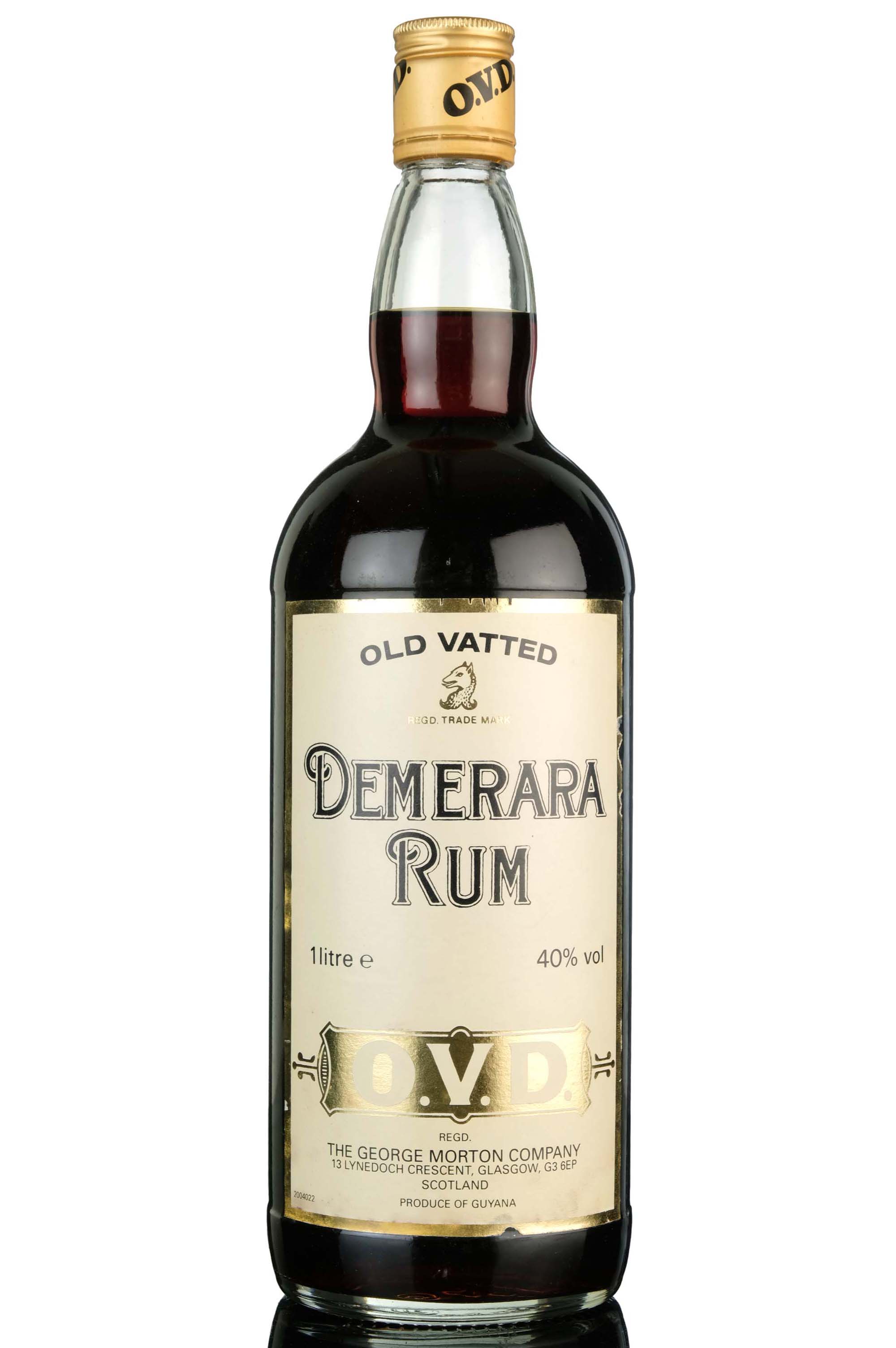O.V.D Demerara Dark Rum - 1980s - 1 Litre