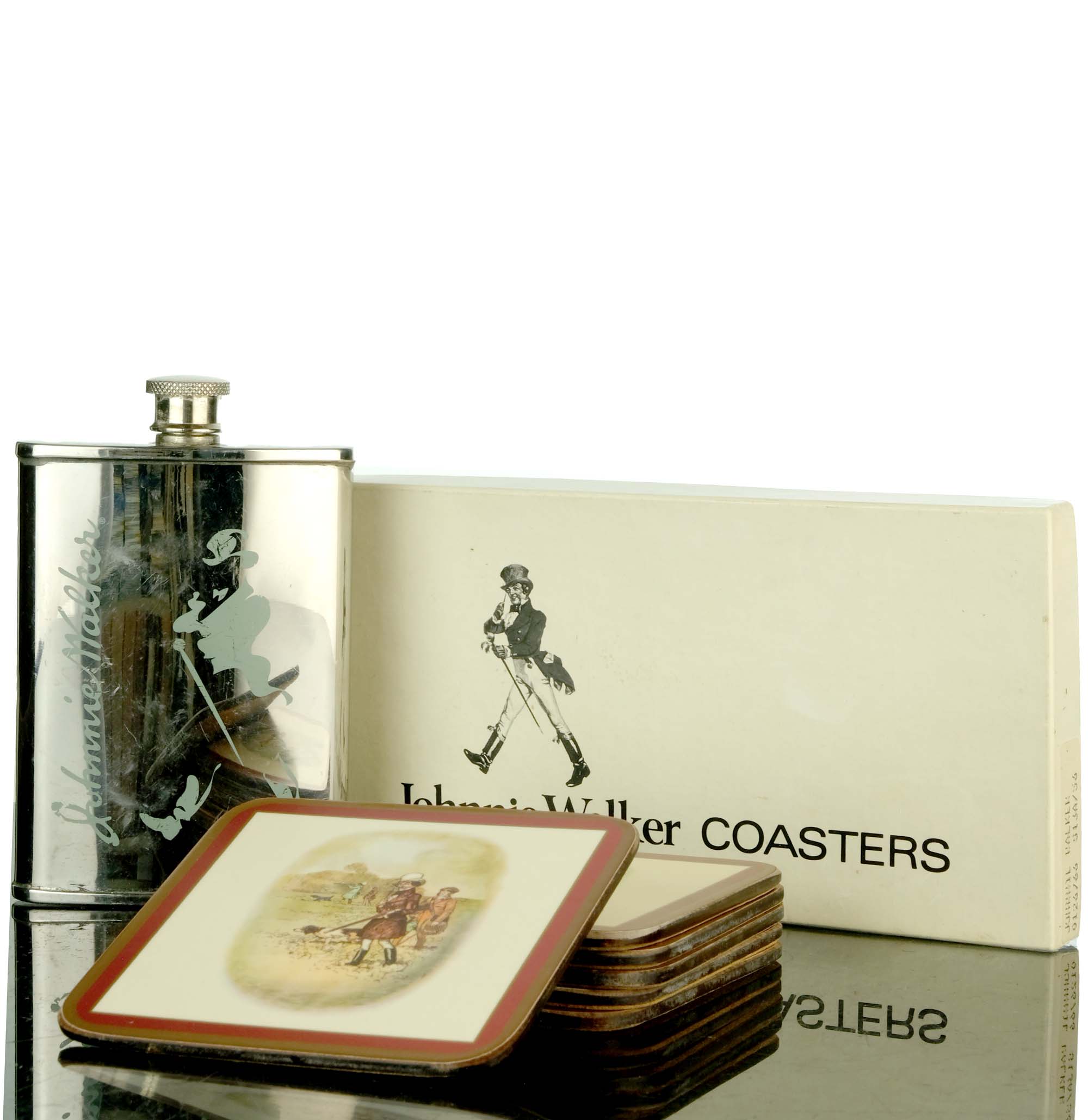 Johnnie Walker Hip Flask & Coasters