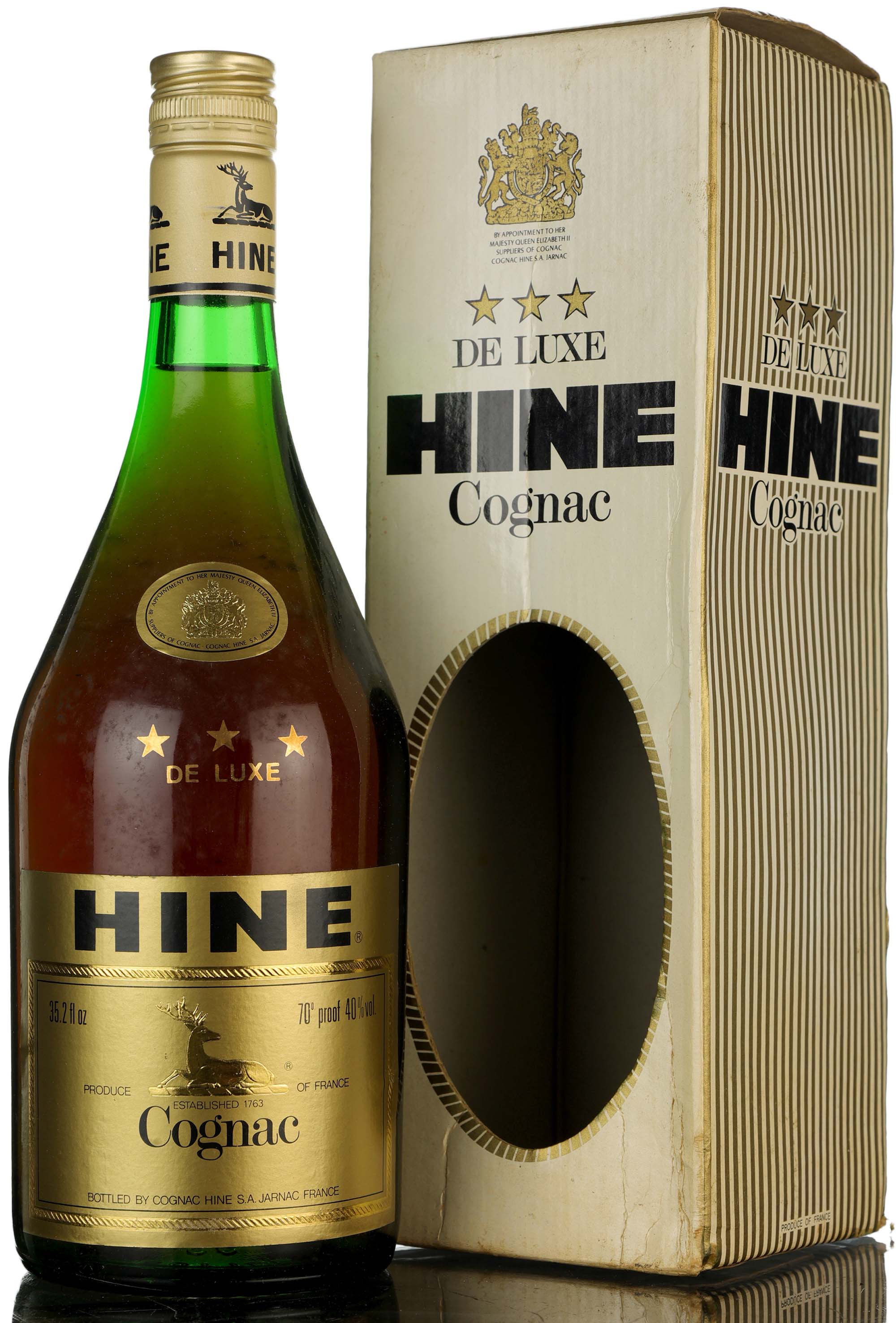 Hine 3 Star De Luxe Cognac - 1970s - 1 Litre