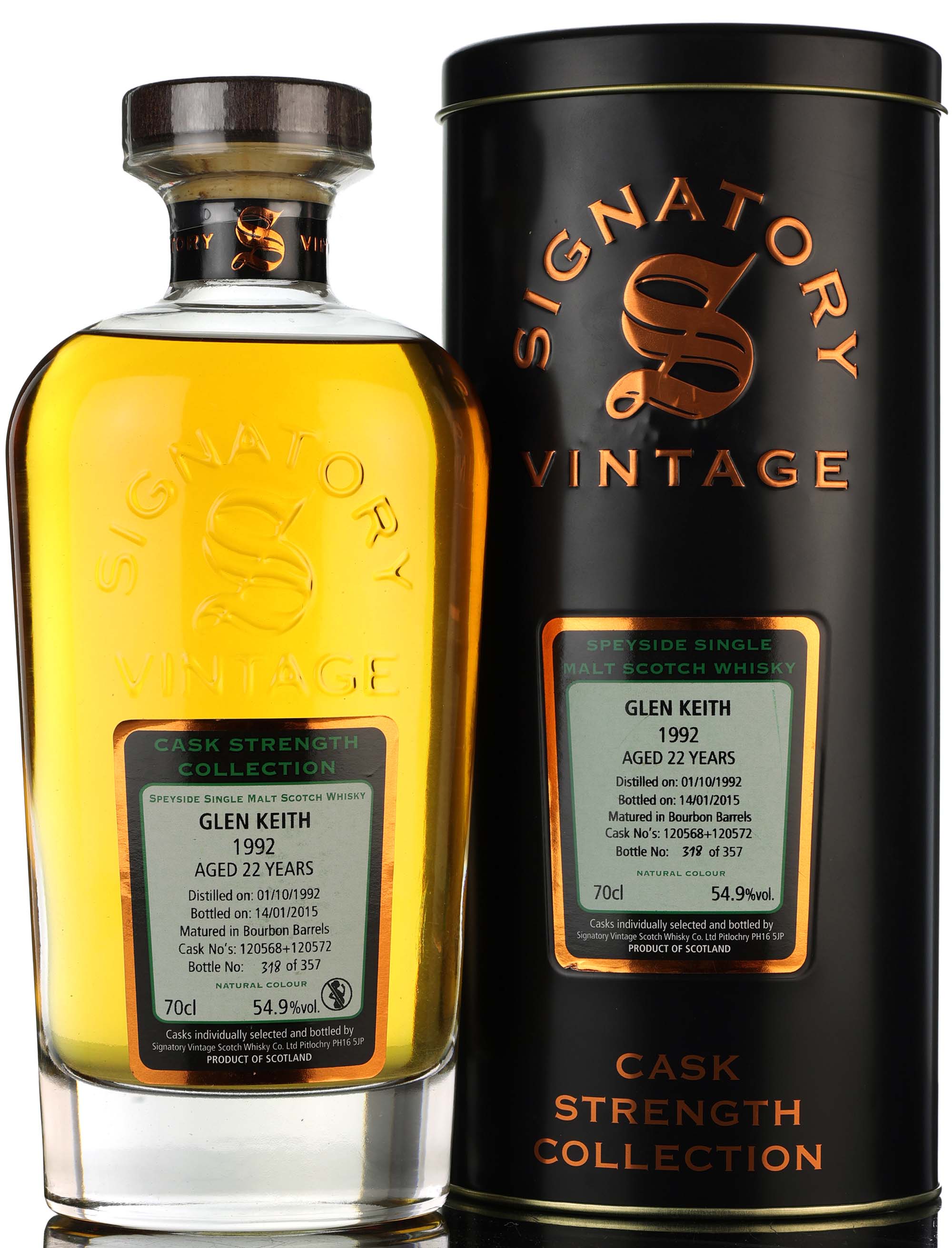 Glen Keith 1992-2015 - 22 Year Old - Signatory Vintage - Cask Strength Collection - Casks 