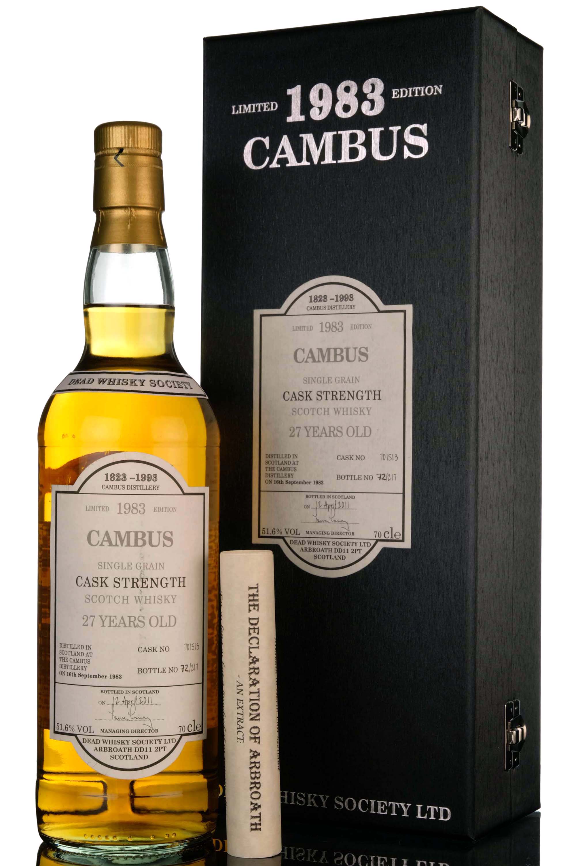 Cambus 1983-2011 - 27 Year Old - Dead Whisky Society - Single Cask 701513