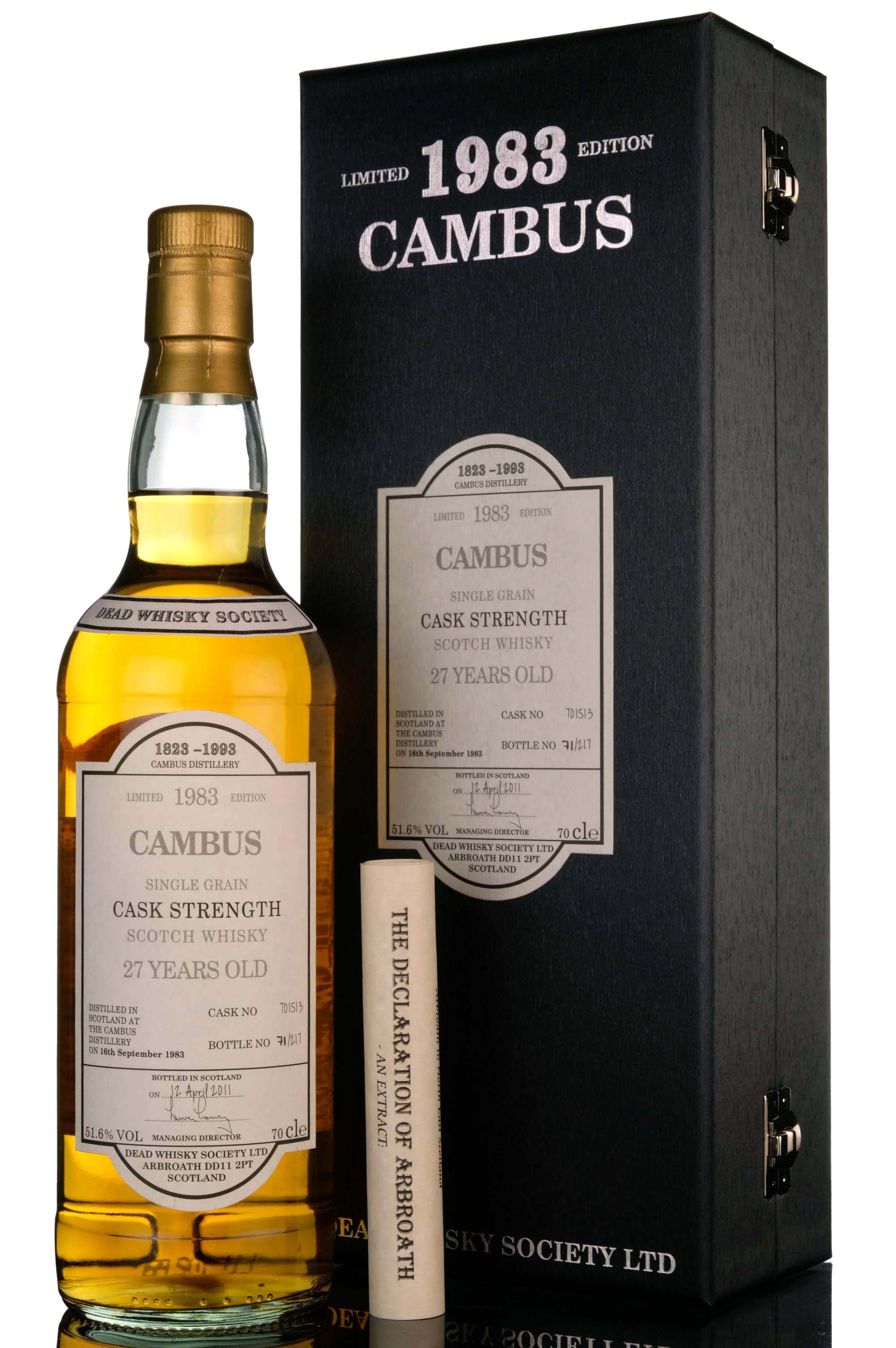 Cambus 1983-2011 - 27 Year Old - Dead Whisky Society - Single Cask 701513