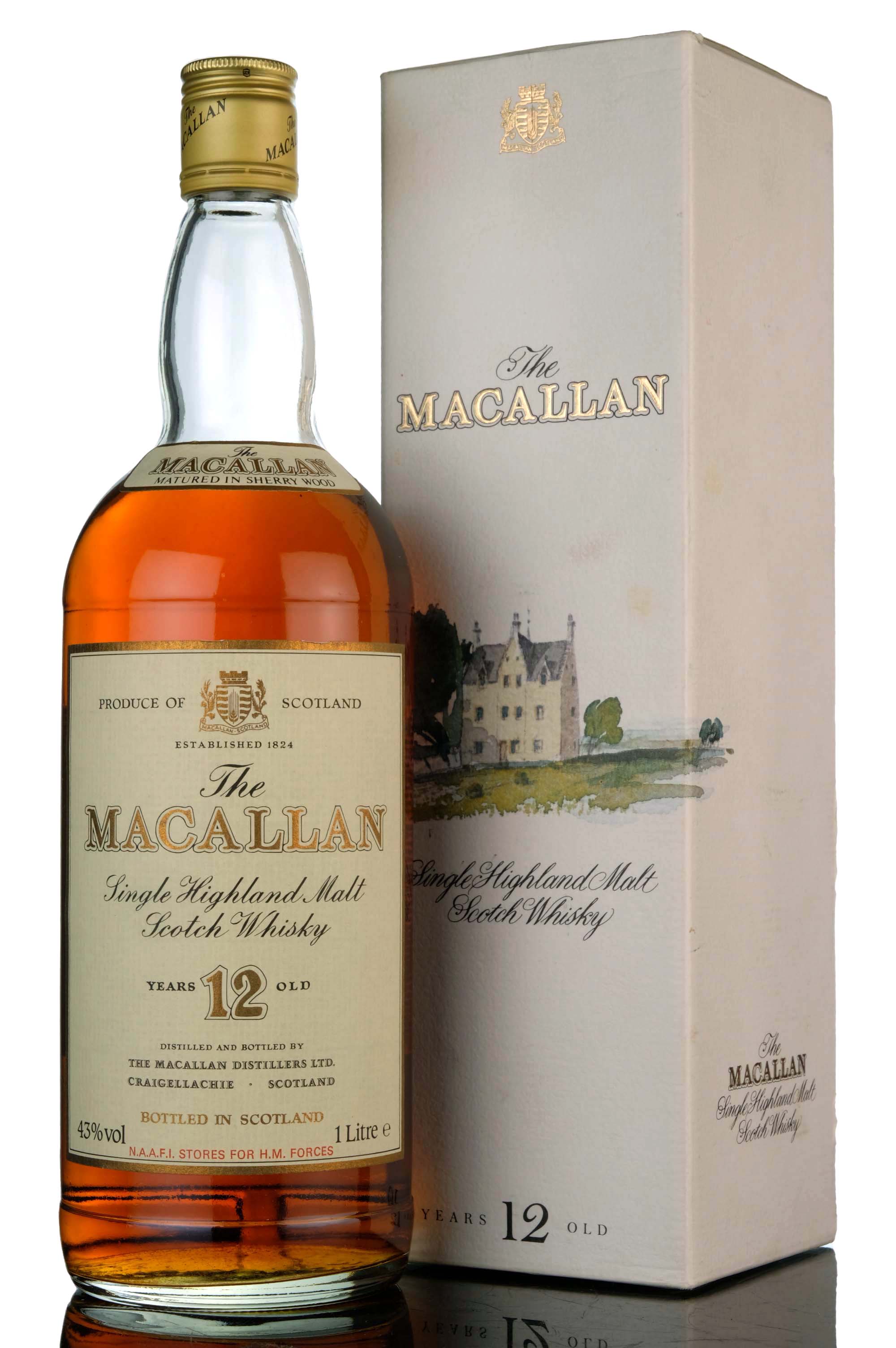 Macallan 12 Year Old - Sherry Cask - 1980s - 1 Litre - N.A.A.F.I Stores