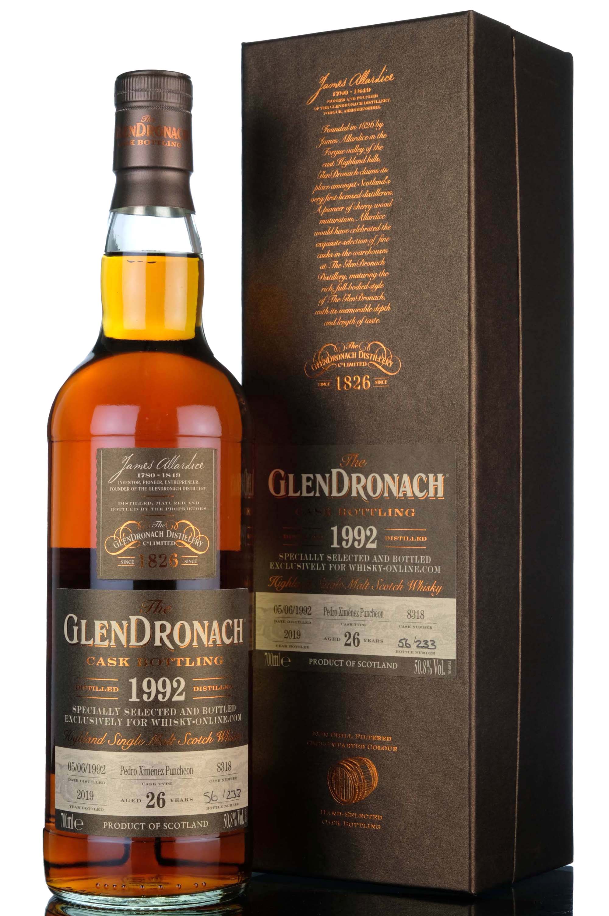 Glendronach 1992-2019 - 26 Year Old - Single Cask 8318 - Whisky-Online Exclusive