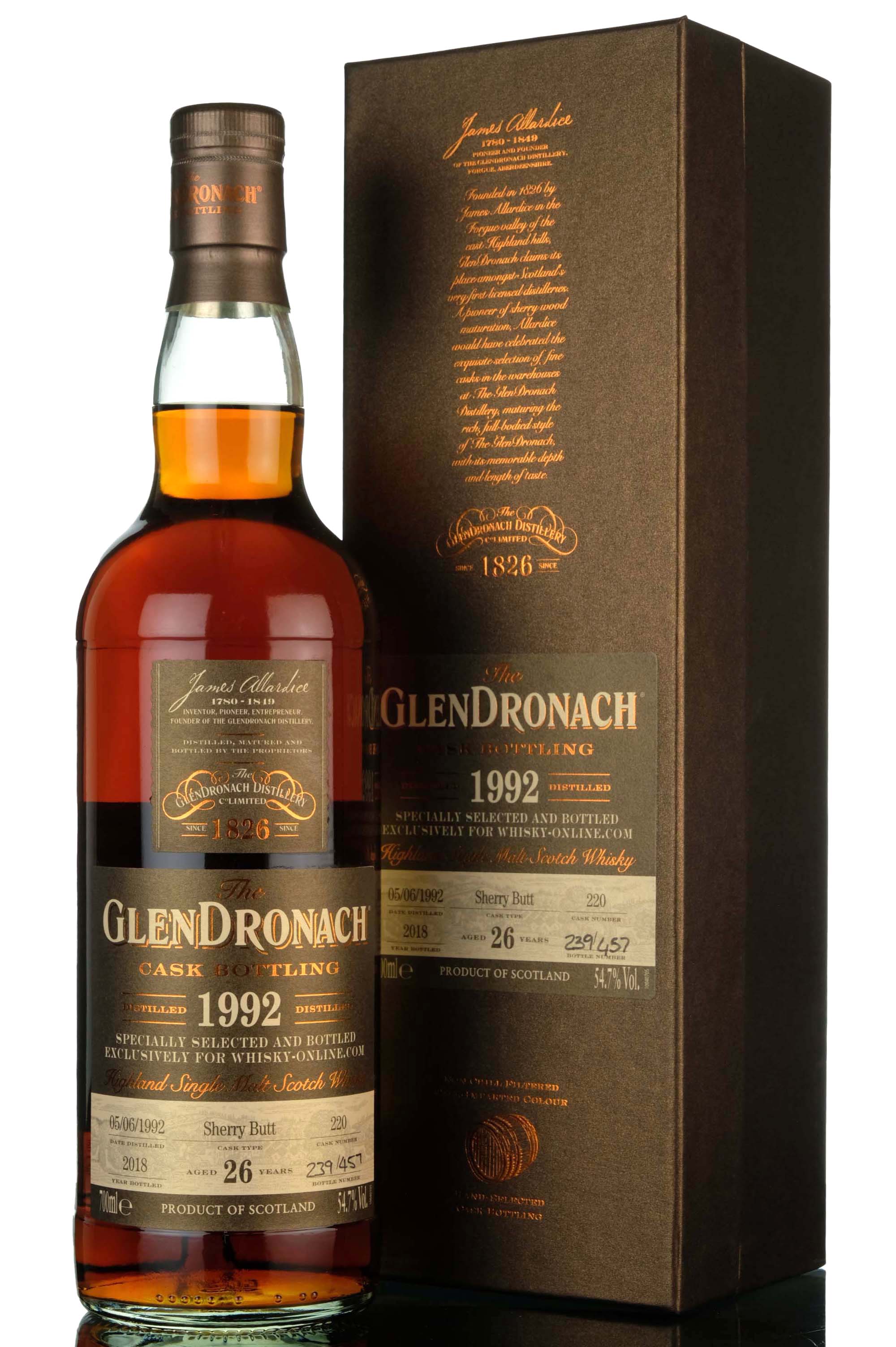 Glendronach 1992-2018 - 26 Year Old - Single Cask 220 - Whisky-Online Exclusive