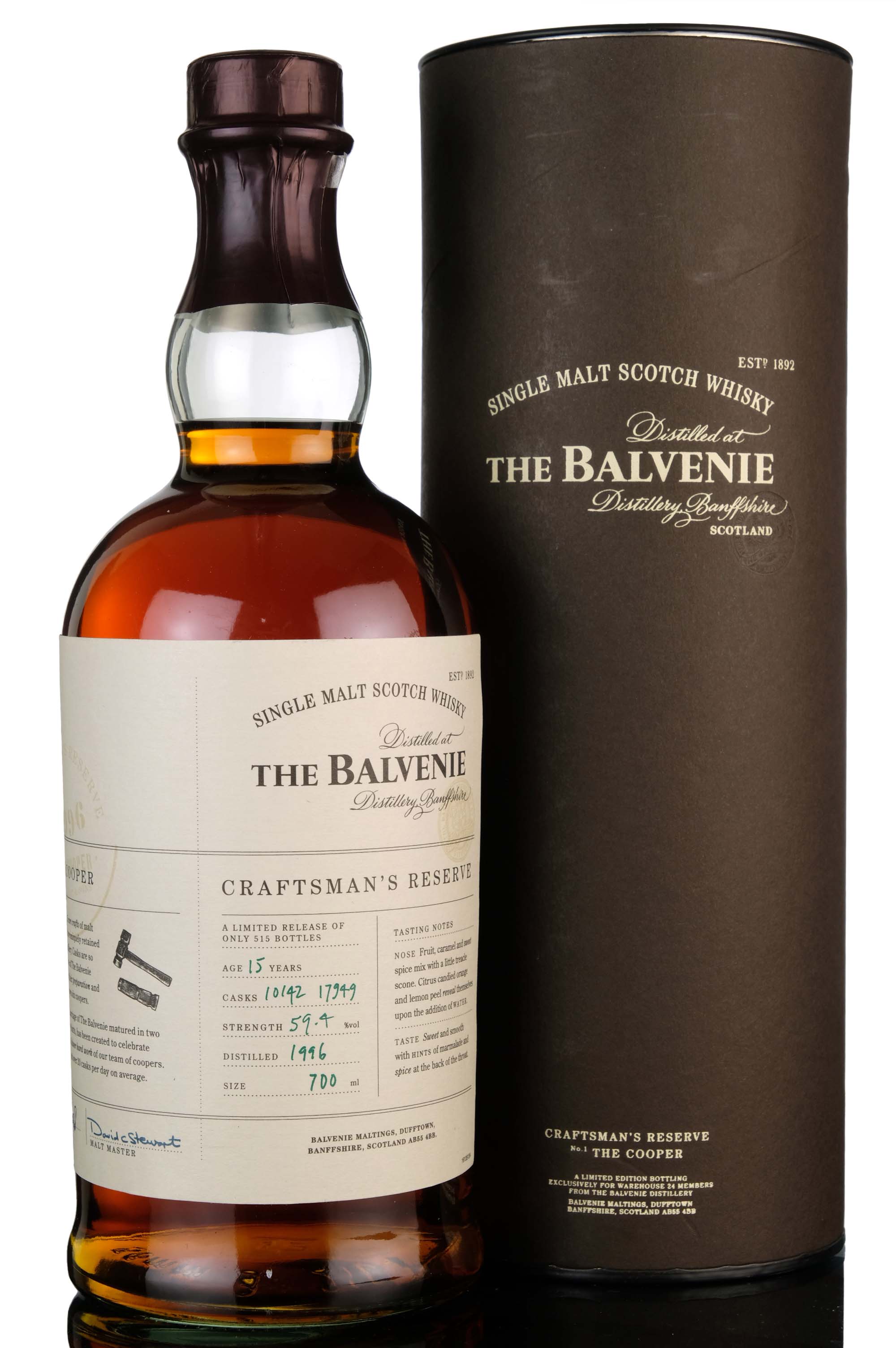 Balvenie 1996-2012 - 15 Year Old -  Craftsman's Reserve No1 The Cooper - Casks 10142-17949