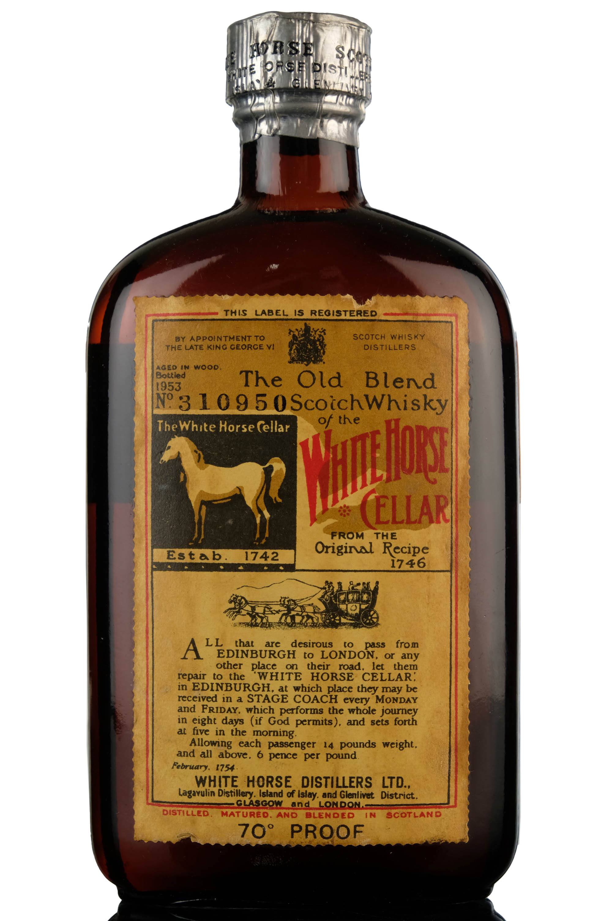 White Horse Cellar - Bottled 1953 - Half Bottle - Charity Auction Zero Buyer Fees