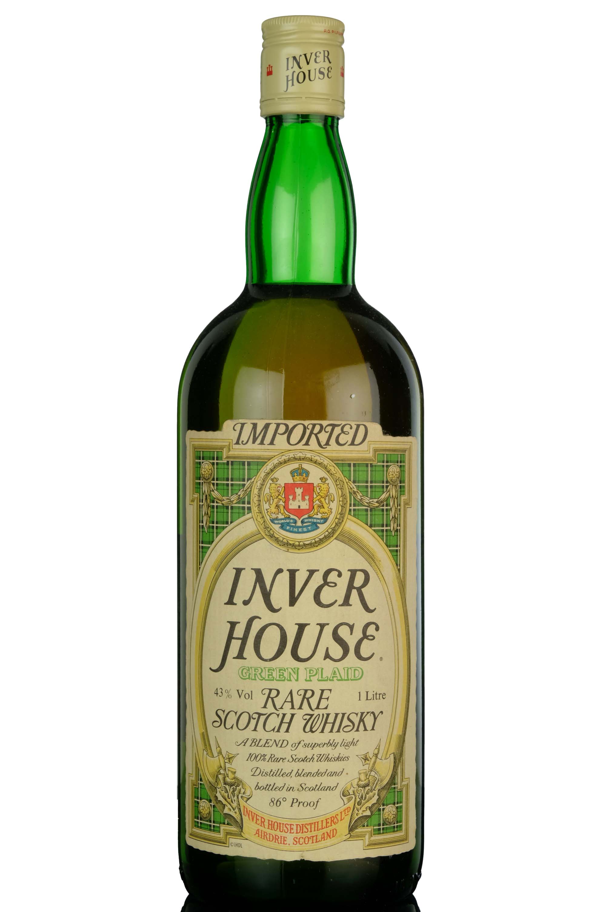 Inver House Green Plaid - 1980s - 1 Litre