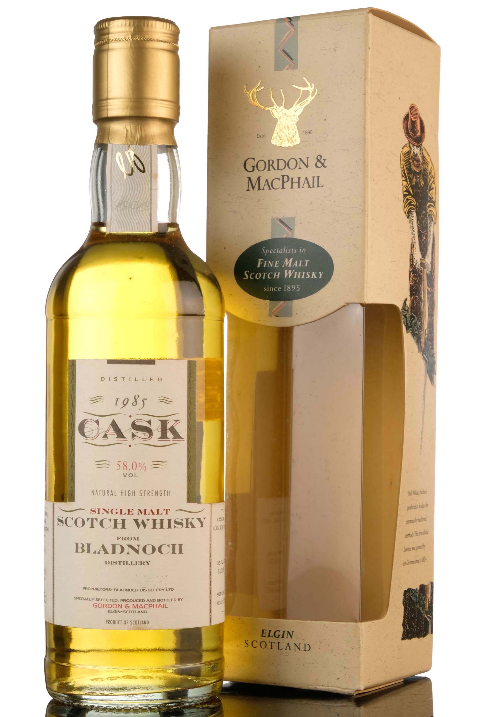 Bladnoch 1985-1995 - Gordon & MacPhail - CASK 58.0% - Cask 4081-4082-4083 - Half Bottle
