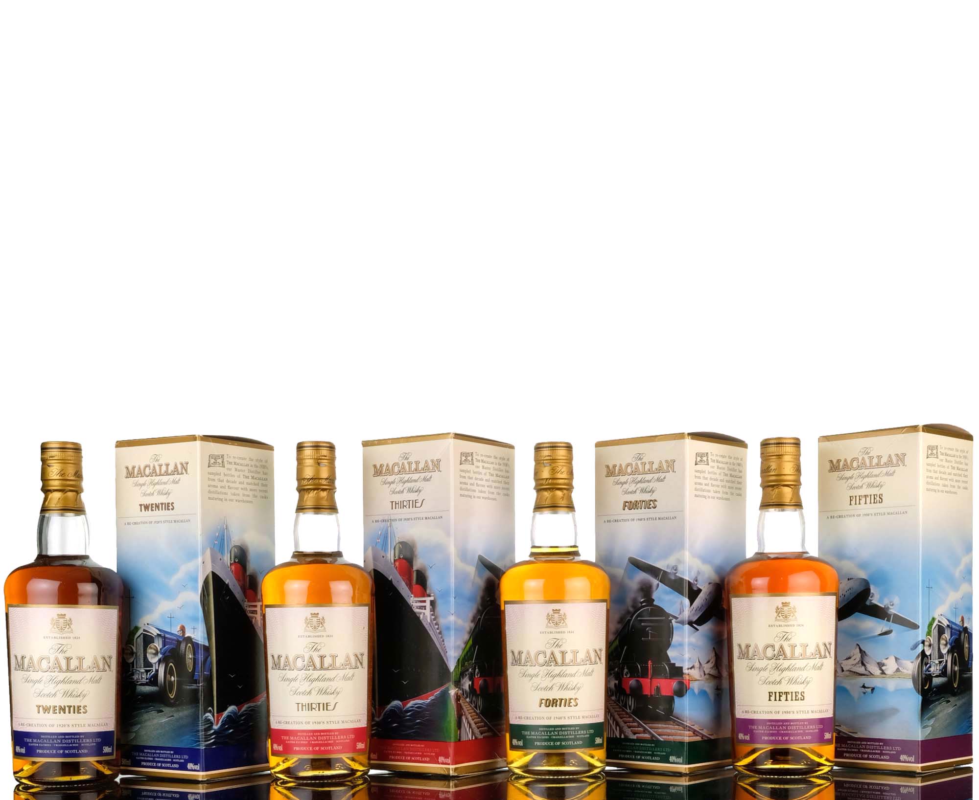 Macallan Travel Series - 1920s - 1930s - 1940s - 1950s - Full Set