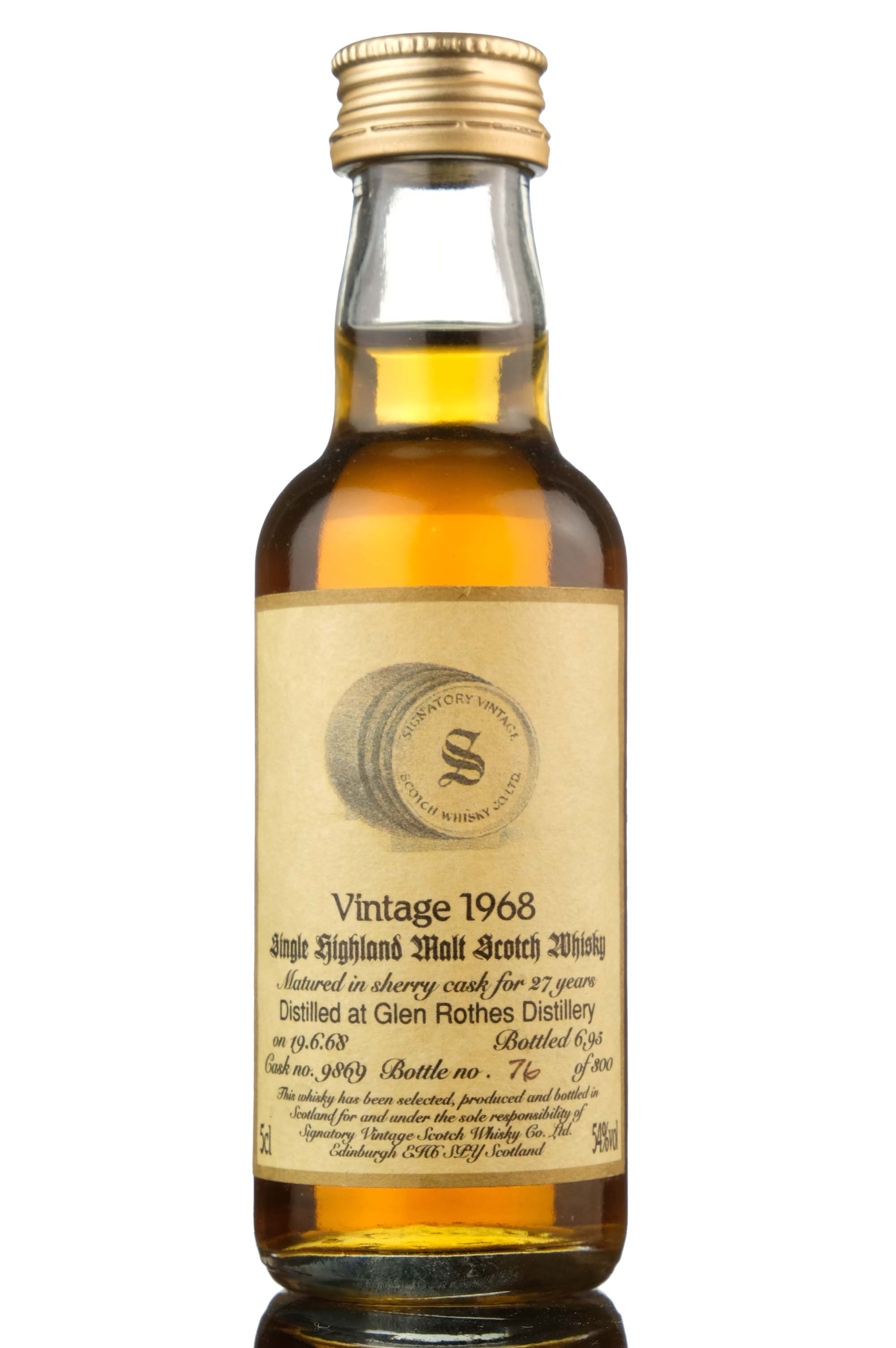 Glenrothes 1968-1995 - 27 Year Old - Signatory Vintage - Single Cask 9869 - Miniature