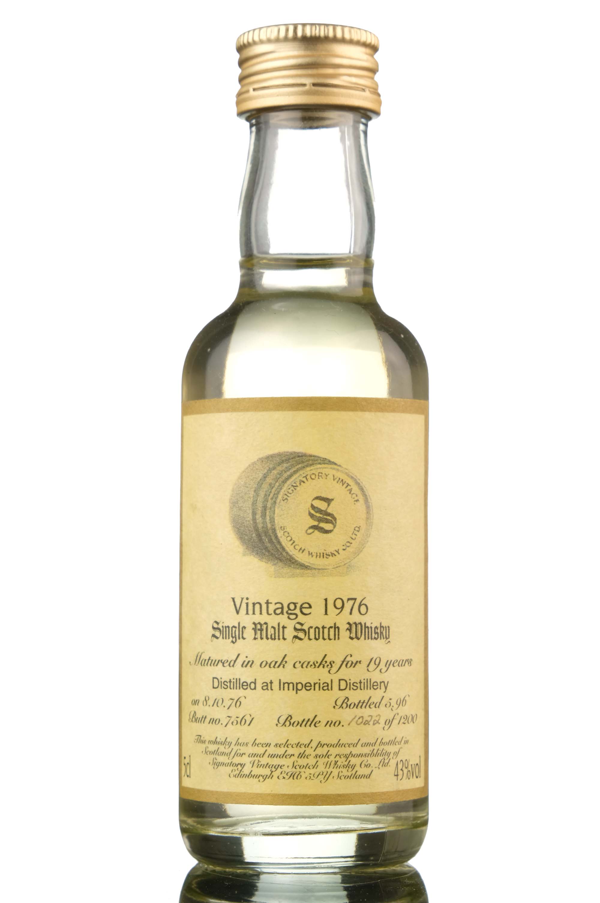 Imperial 1976-1996 - 19 Year Old - Signatory Vintage - Single Cask 7561 - Miniature