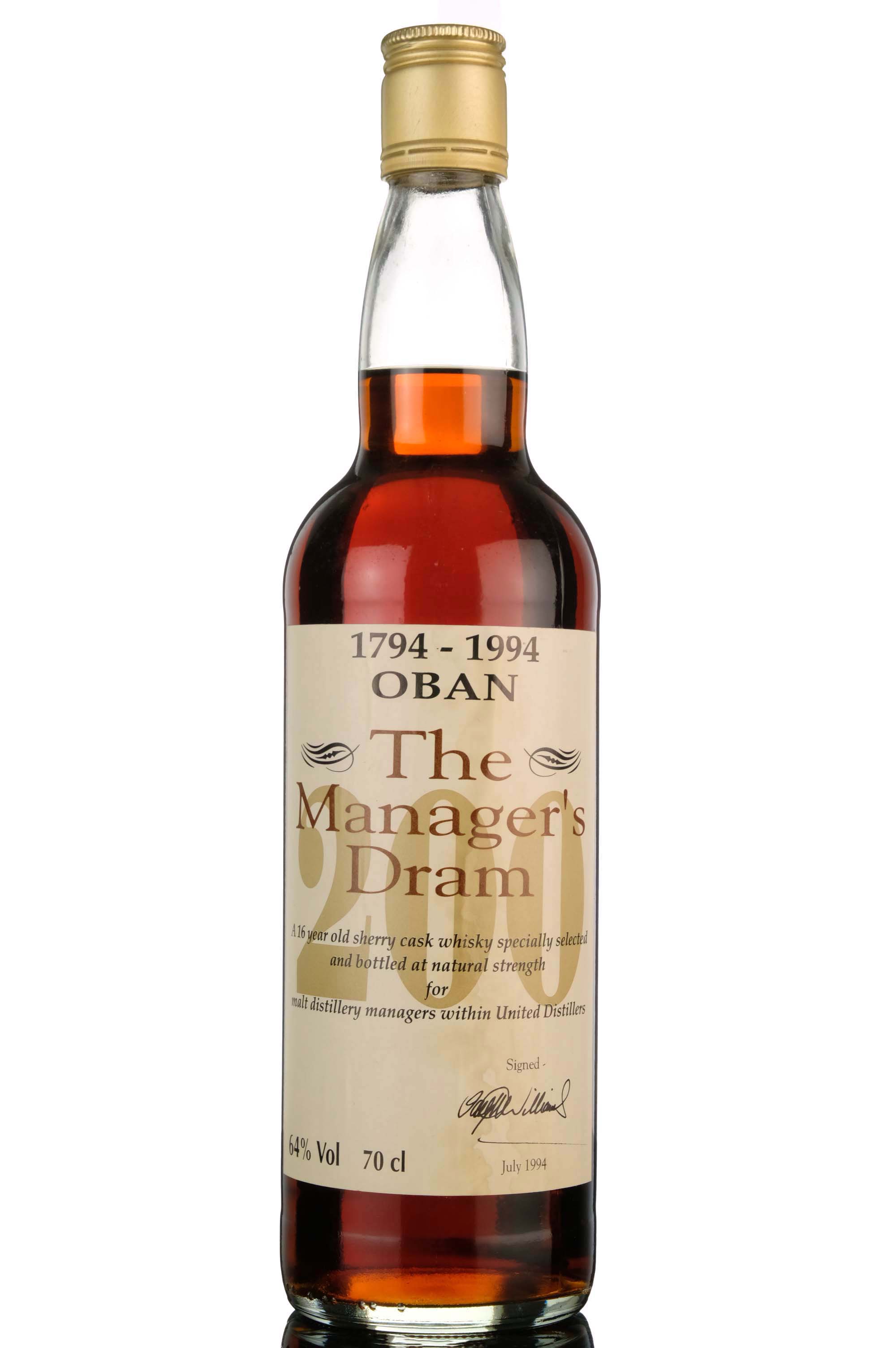 Oban 16 Year Old - Managers Dram 1994 - Bicentenary 1794-1994
