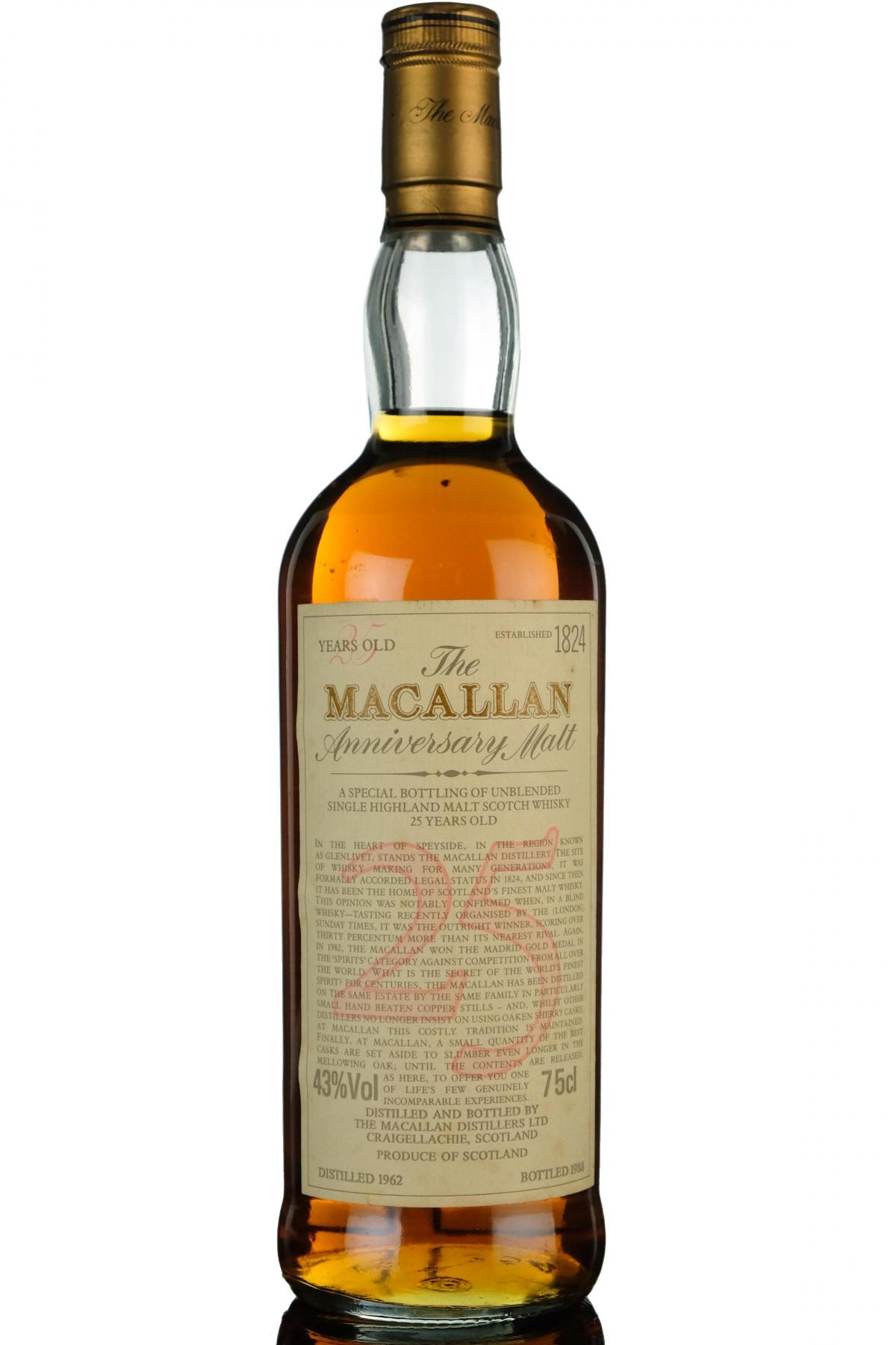 Macallan 1962-1988 - 25 Year Old Anniversary Malt