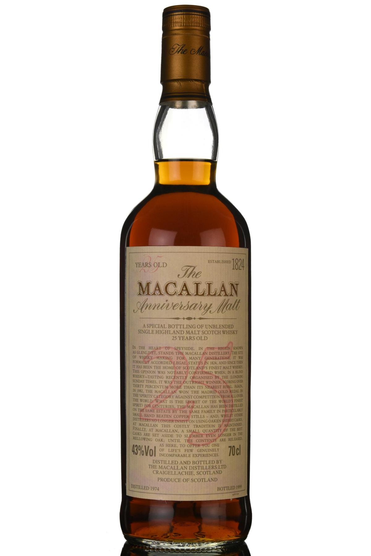 Macallan 1974-1999 - 25 Year Old - Anniversary Malt