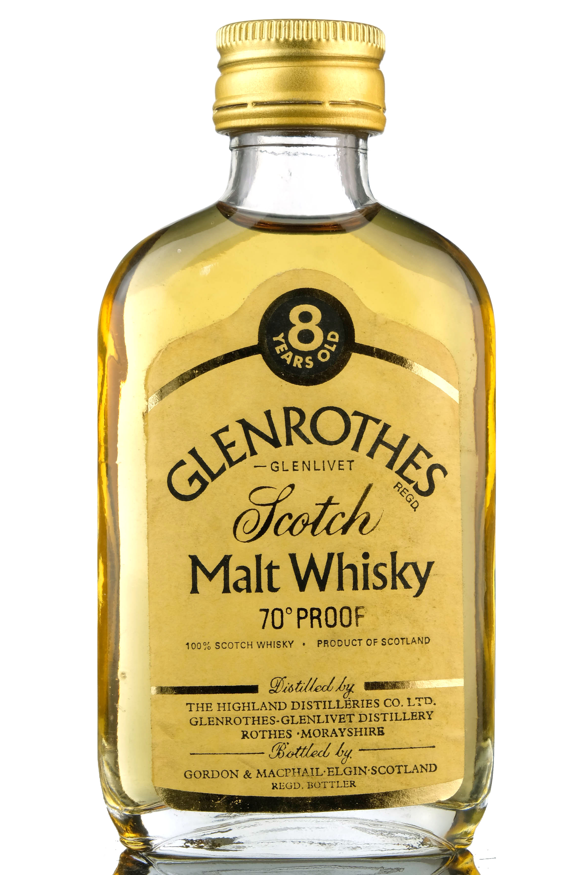 GLENROTHES-GLENLIVET 8 YEAR OLD - 70 PROOF - GORDON & MACPHAIL MINIATURE