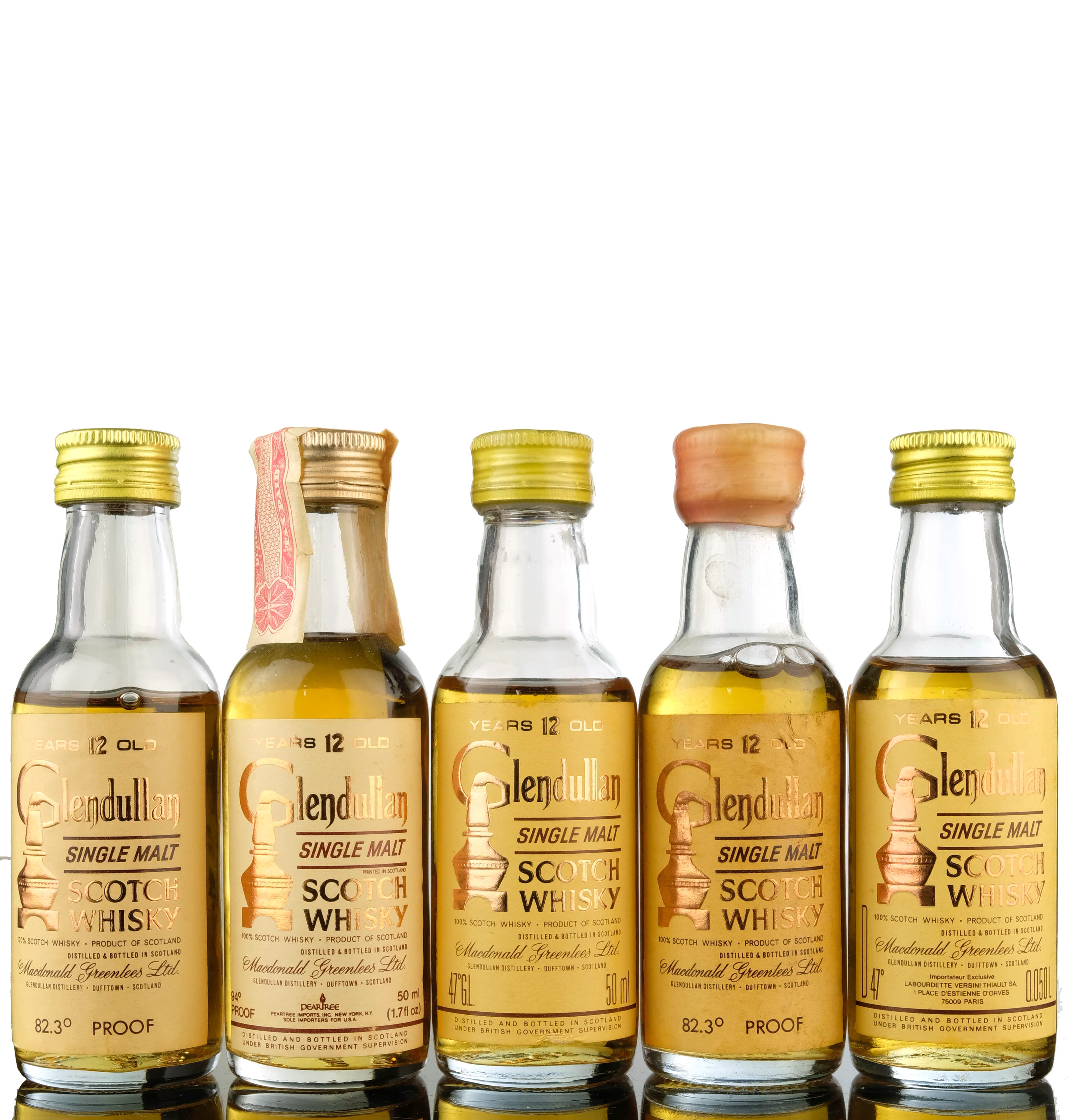 5 x Glendullan 12 Year Old Miniatures