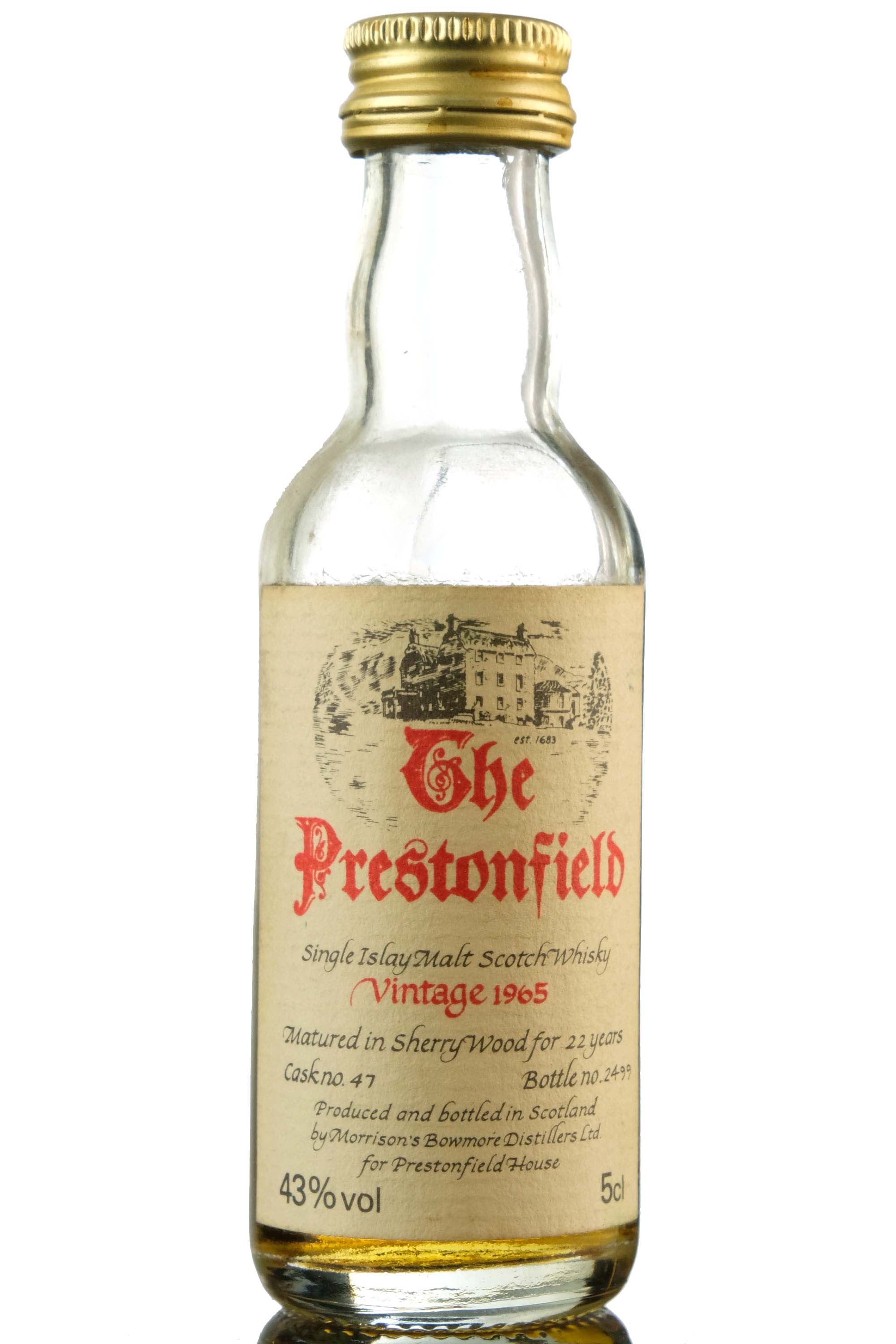 bowmore 1965 - 22 year old - the prestonfield - miniature