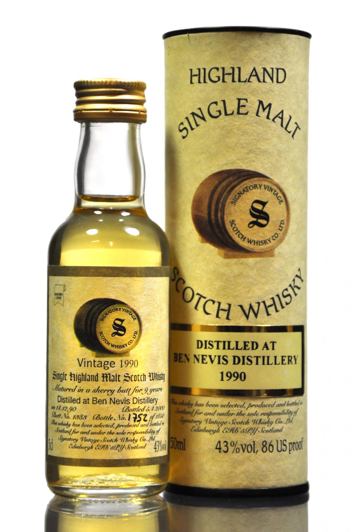 Ben Nevis 1990-2000 - 9 Year Old - Signatory Vintage Miniature - Cask 1383