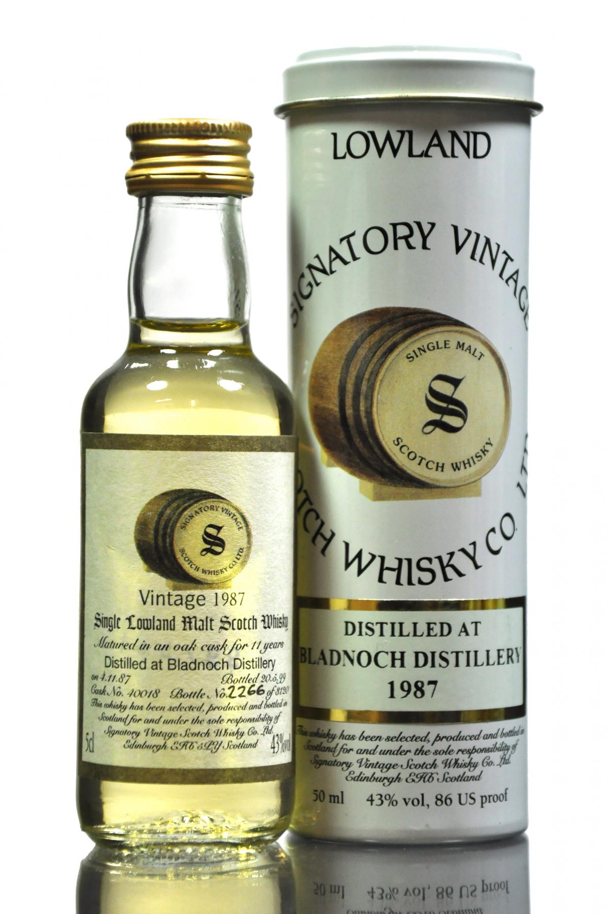 Bladnoch 1987-1999 - 11 Year Old - Signatory Vintage Miniature