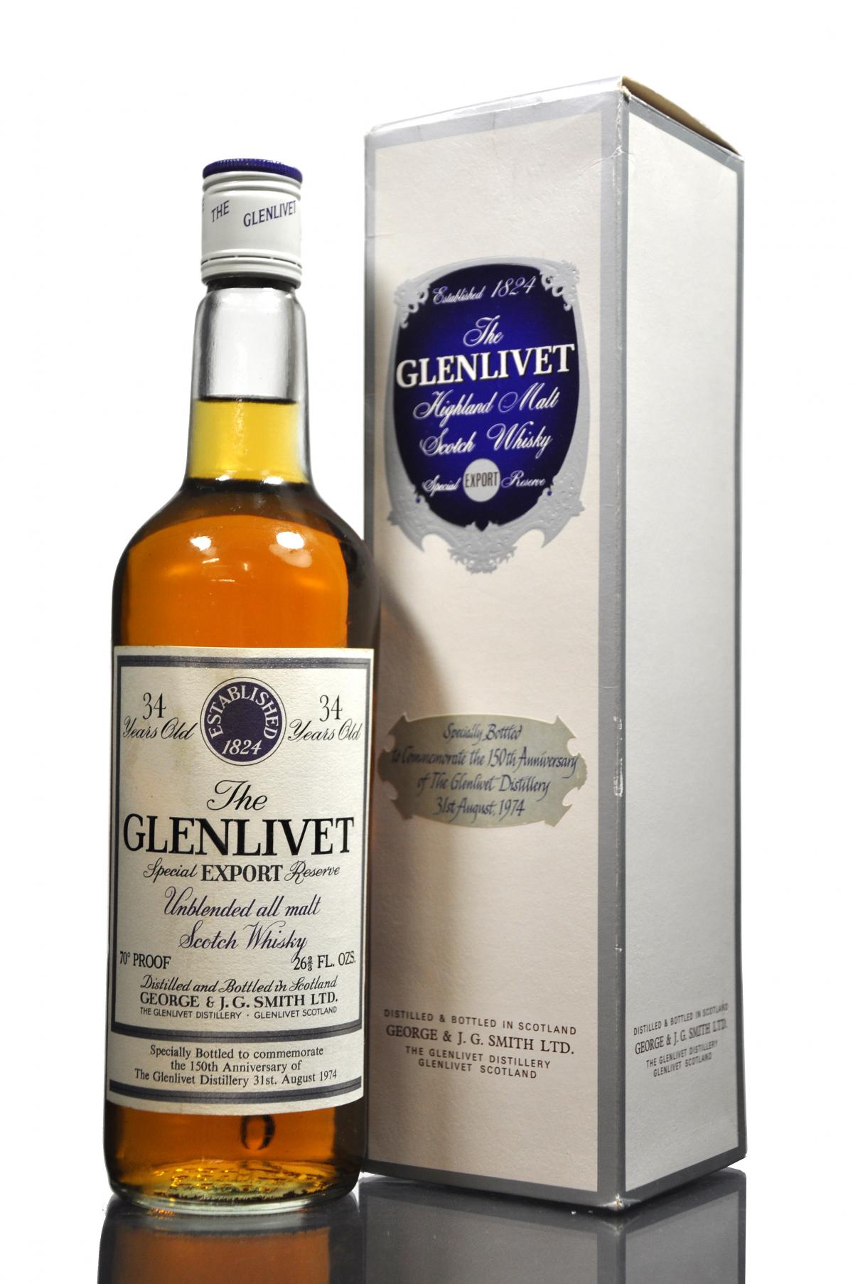 Glenlivet 34 Year Old - Bottled 1974 - 150th Anniversary