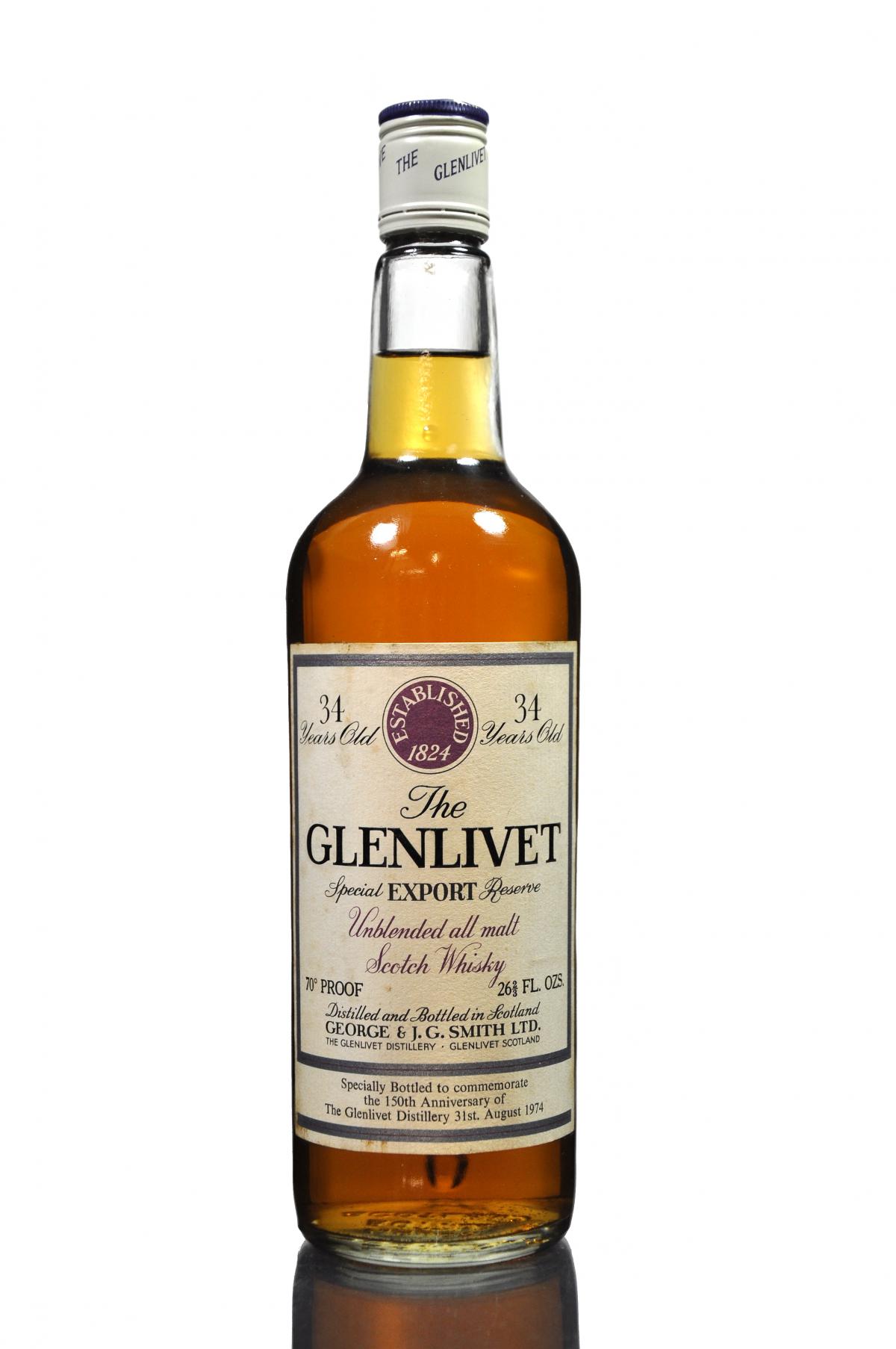 Glenlivet 34 Year Old - 150th Anniversary 1824-1974