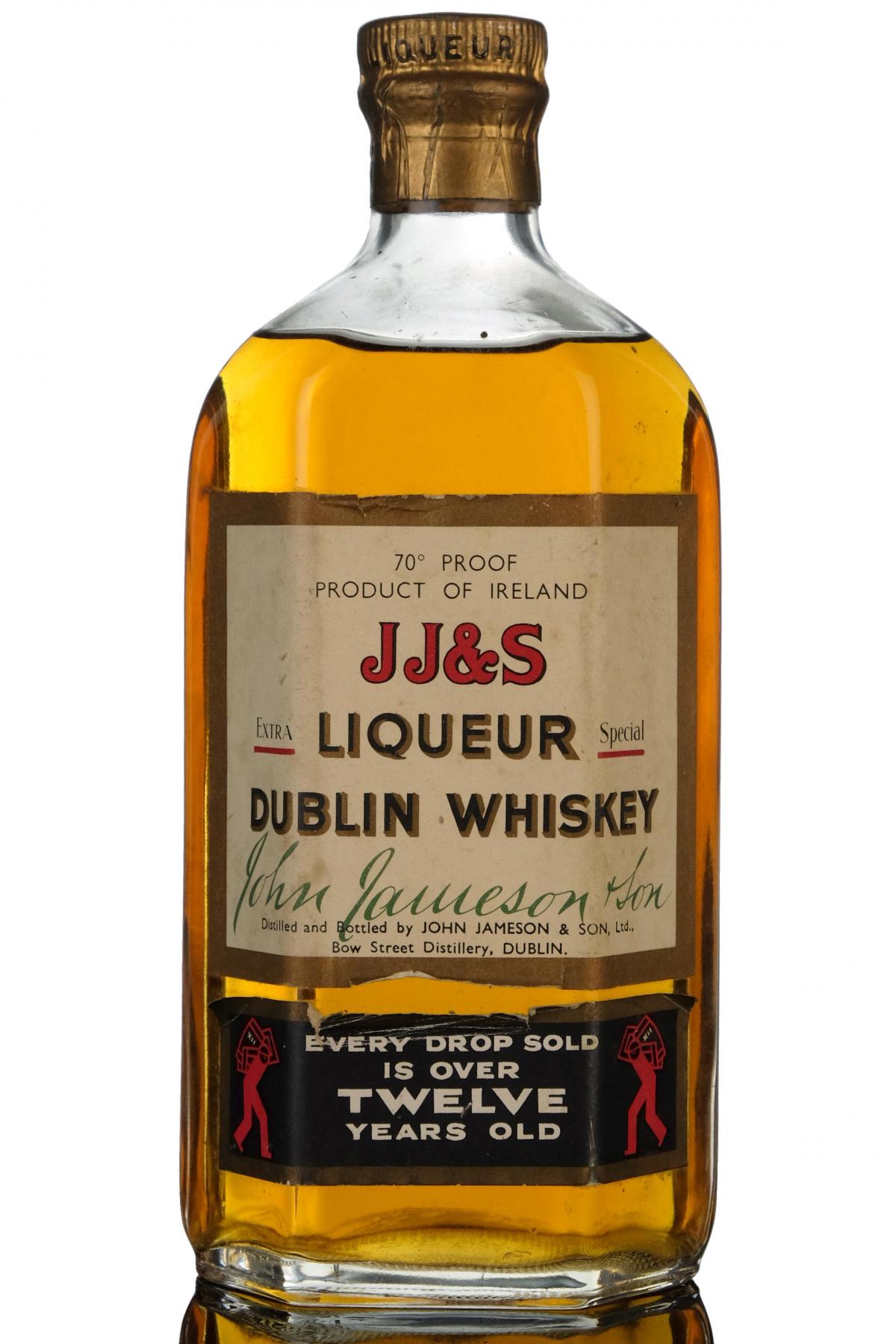 JJ&S Jameson 12 Year Old - Irish Liqueur Whiskey - 1960s