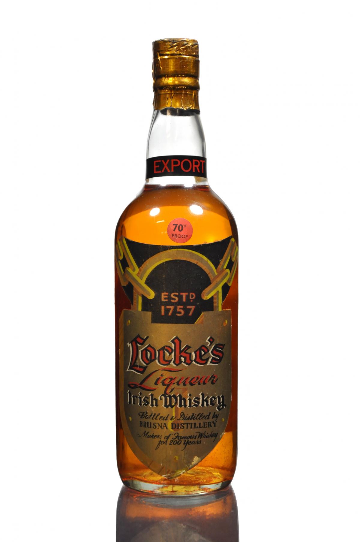 Lockes Liqueur Irish Whiskey - Brusna Distillery - Late 1950s