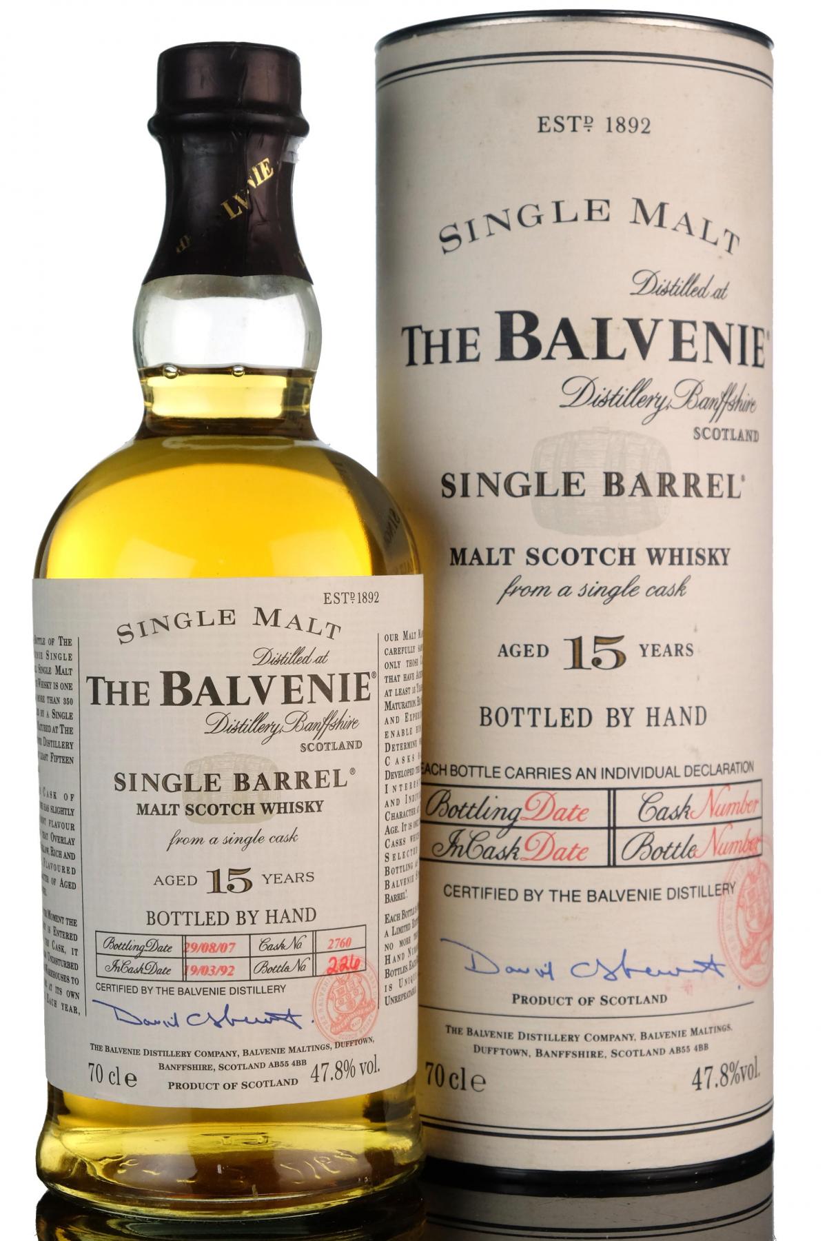 Balvenie 1992-2007 - 15 Year Old - Single Barrel