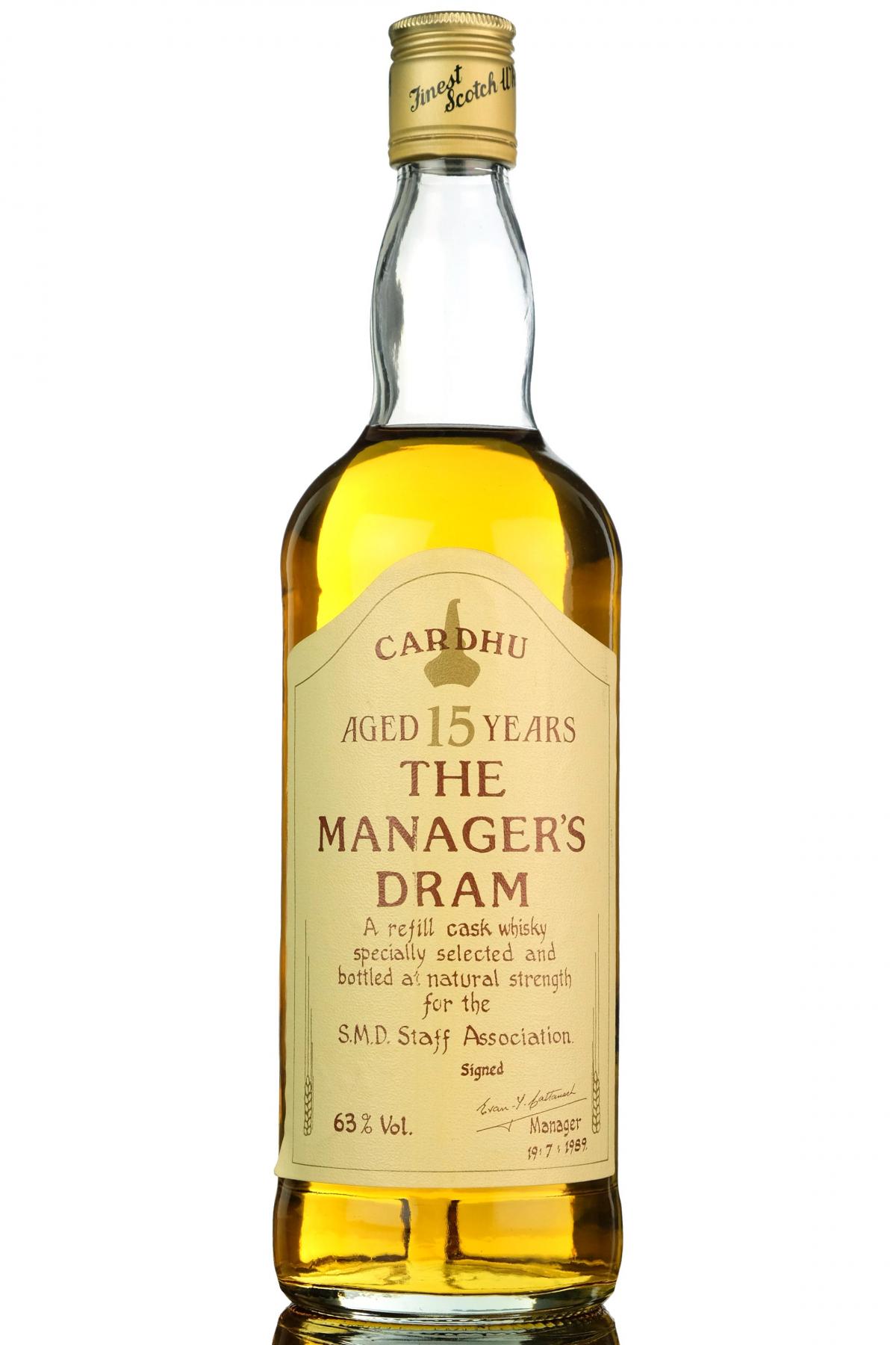 Cardhu 15 Year Old - Managers Dram 1989