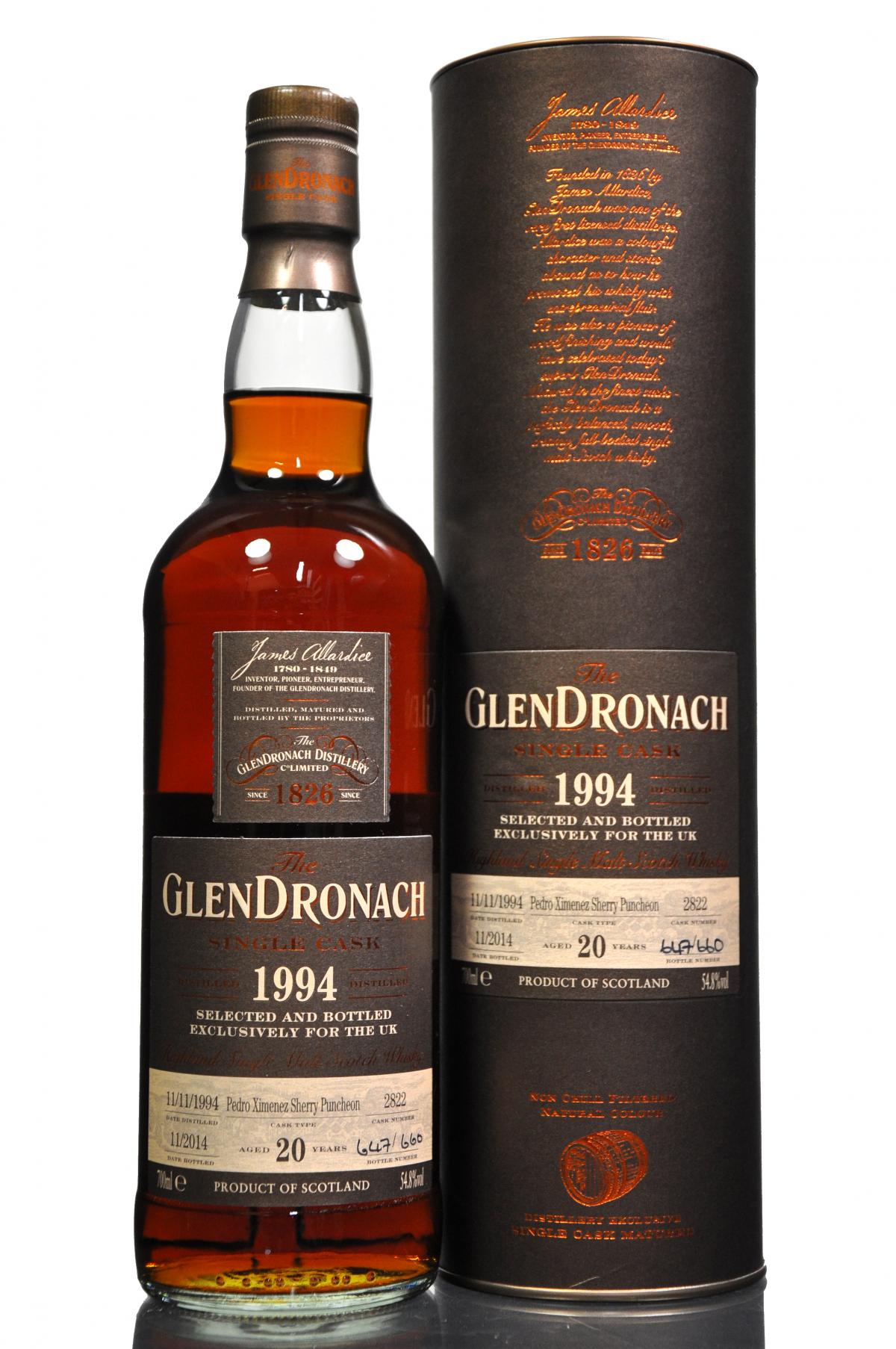 Glendronach 1994-2014 - 20 Year Old - Single Cask 2822 - UK Exclusive