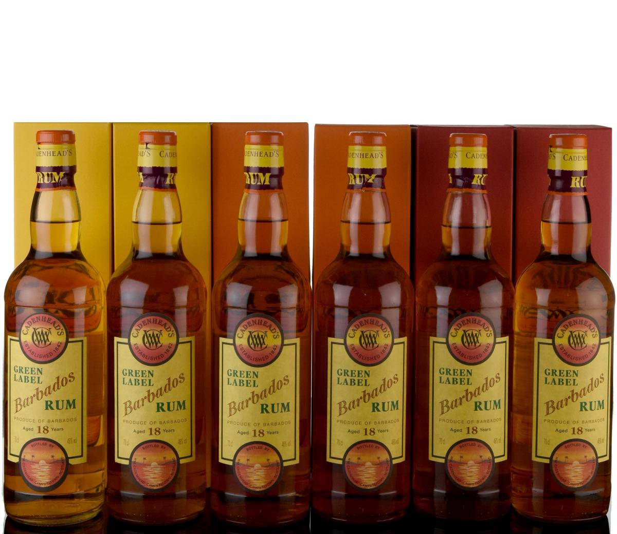 6 x Barbados 18 Year Old - Green Label - Cadenheads Rum