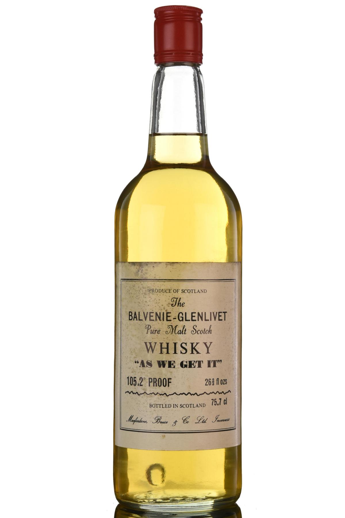 Balvenie-Glenlivet AS WE GET IT - 105.2 Proof - 1970s