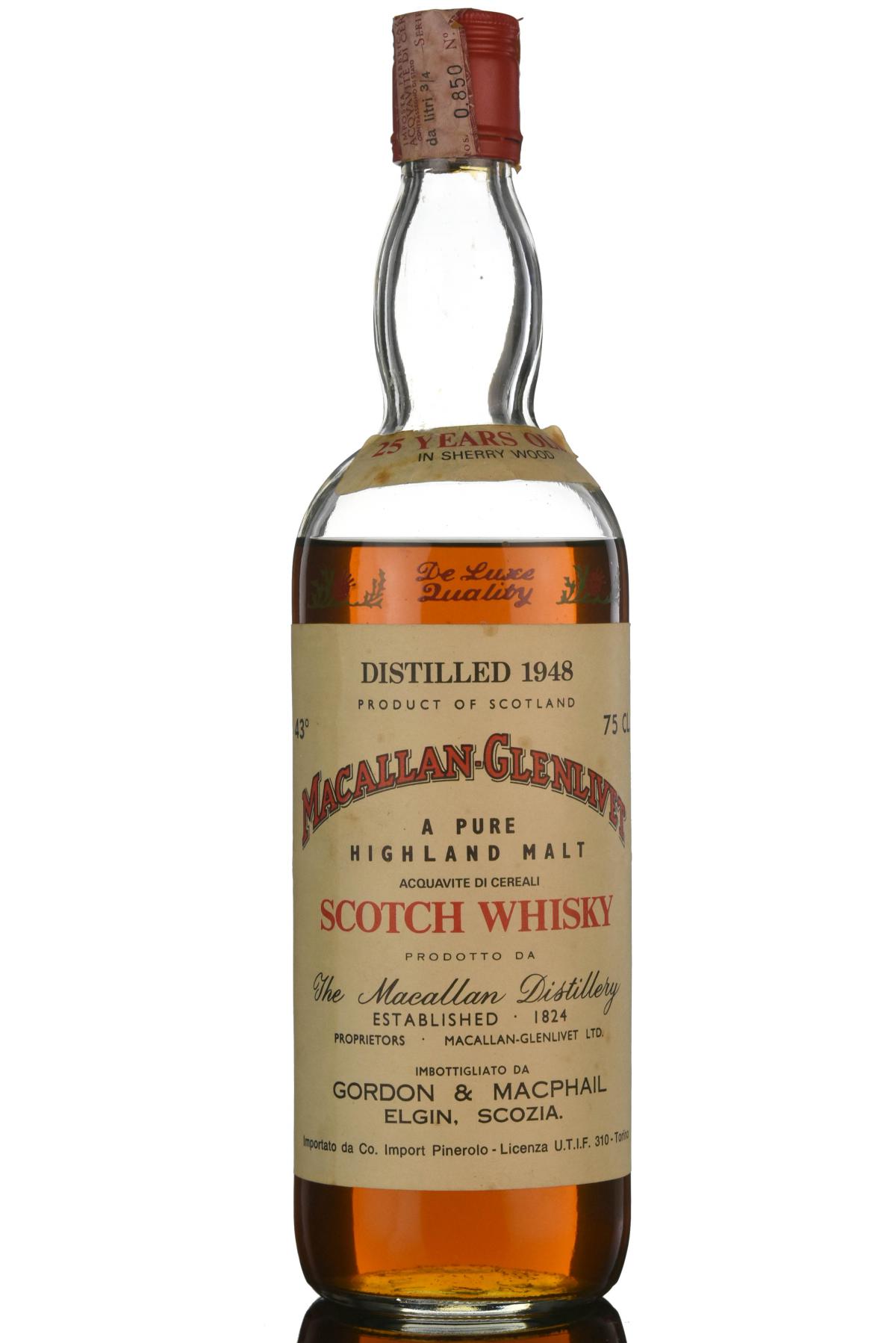 Macallan-Glenlivet 1948 - 25 Year Old - Gordon & MacPhail - Pinerolo Import