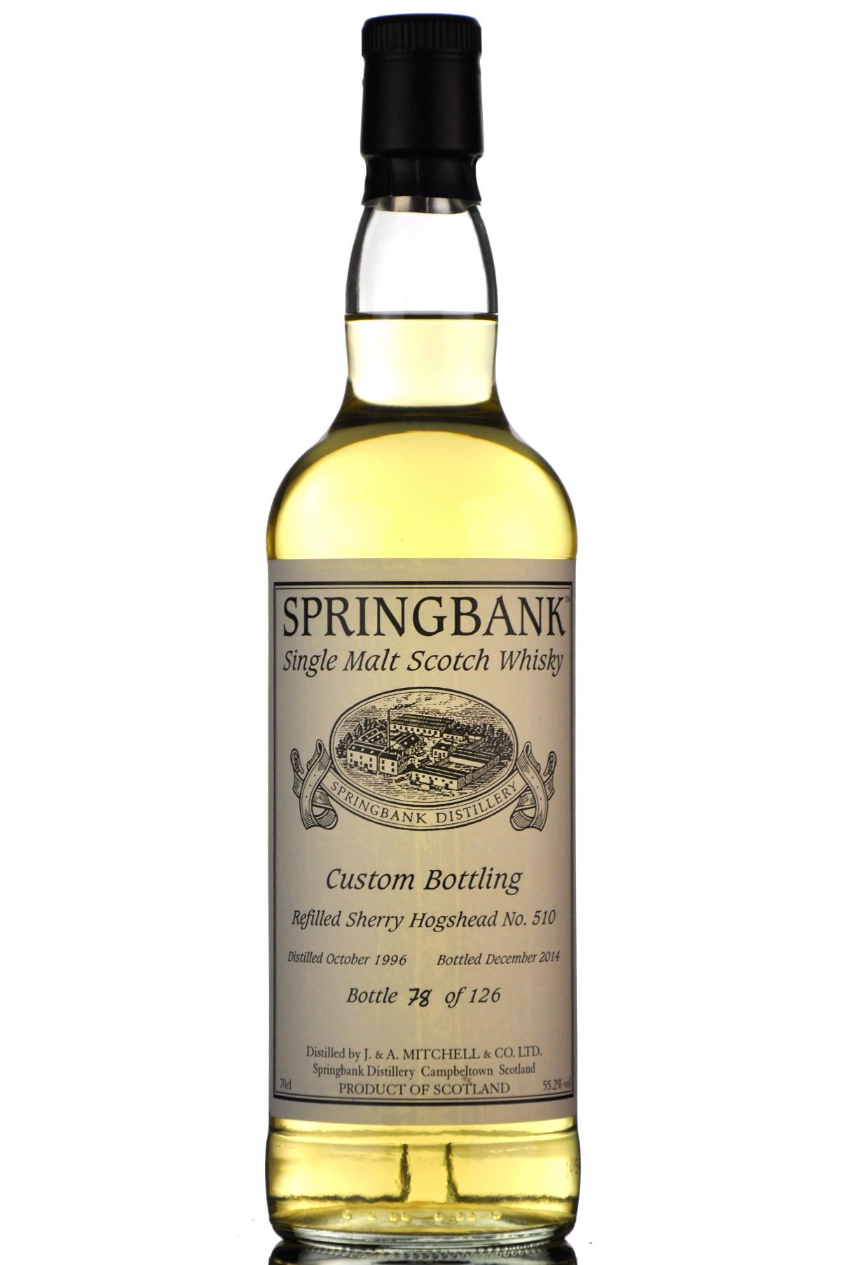 Springbank 1996-2014 - Custom Private Bottling - Single Cask 510