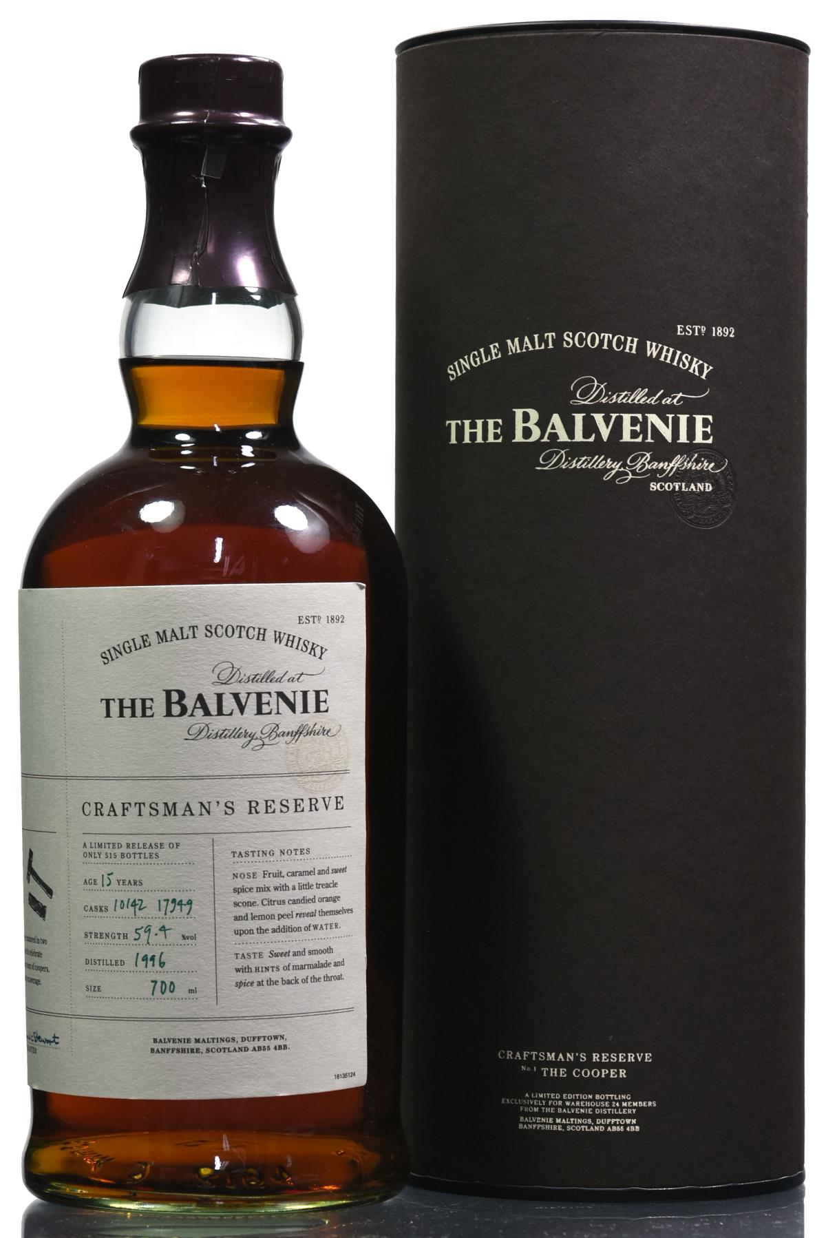 Balvenie 1996-2012 - 15 Year Old -  Craftsman's Reserve No1 The Cooper - Casks 10142-17949