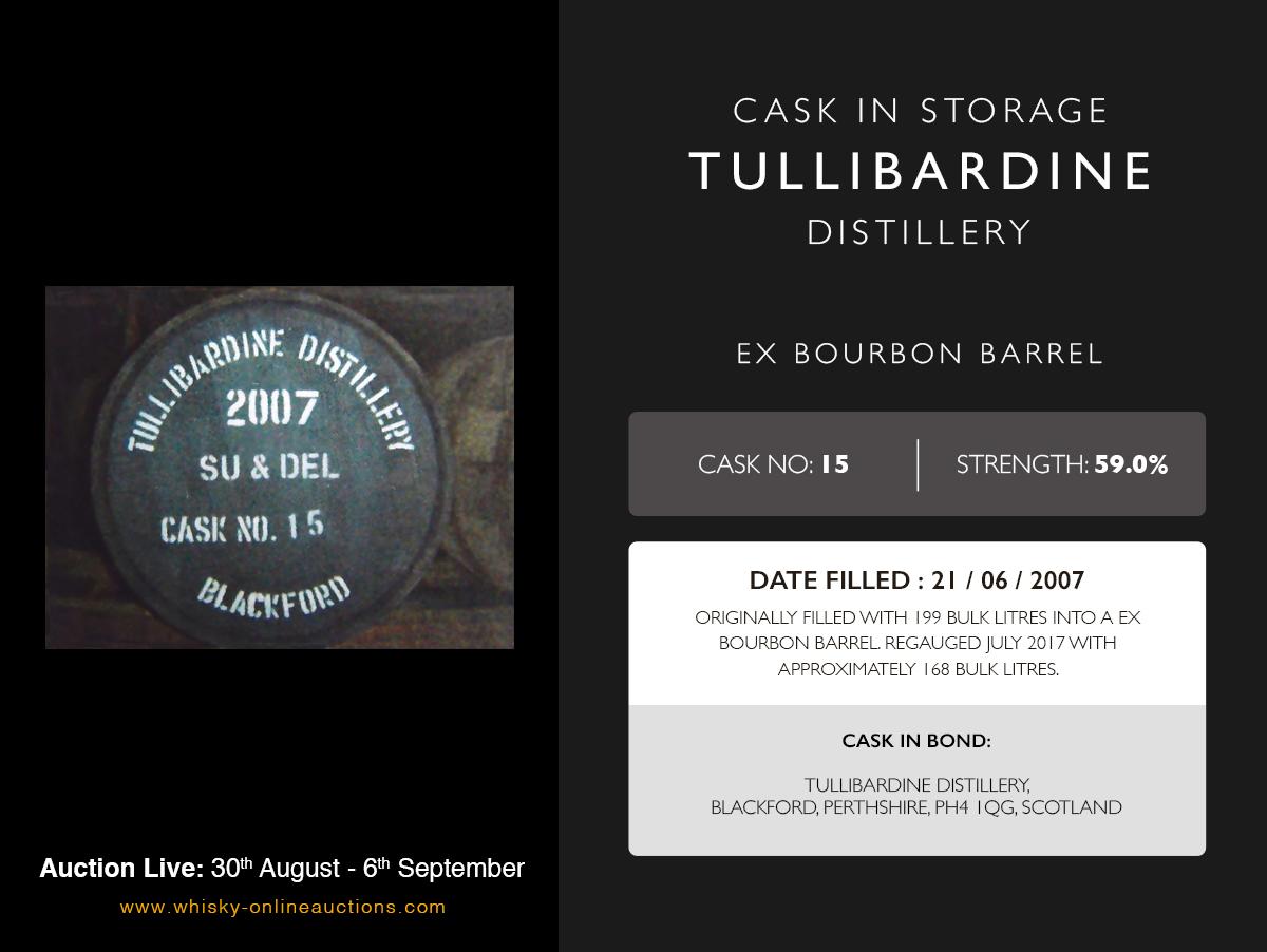 1 Ex Bourbon Barrel Of Tullibardine - Cask 15 - Held In Bond